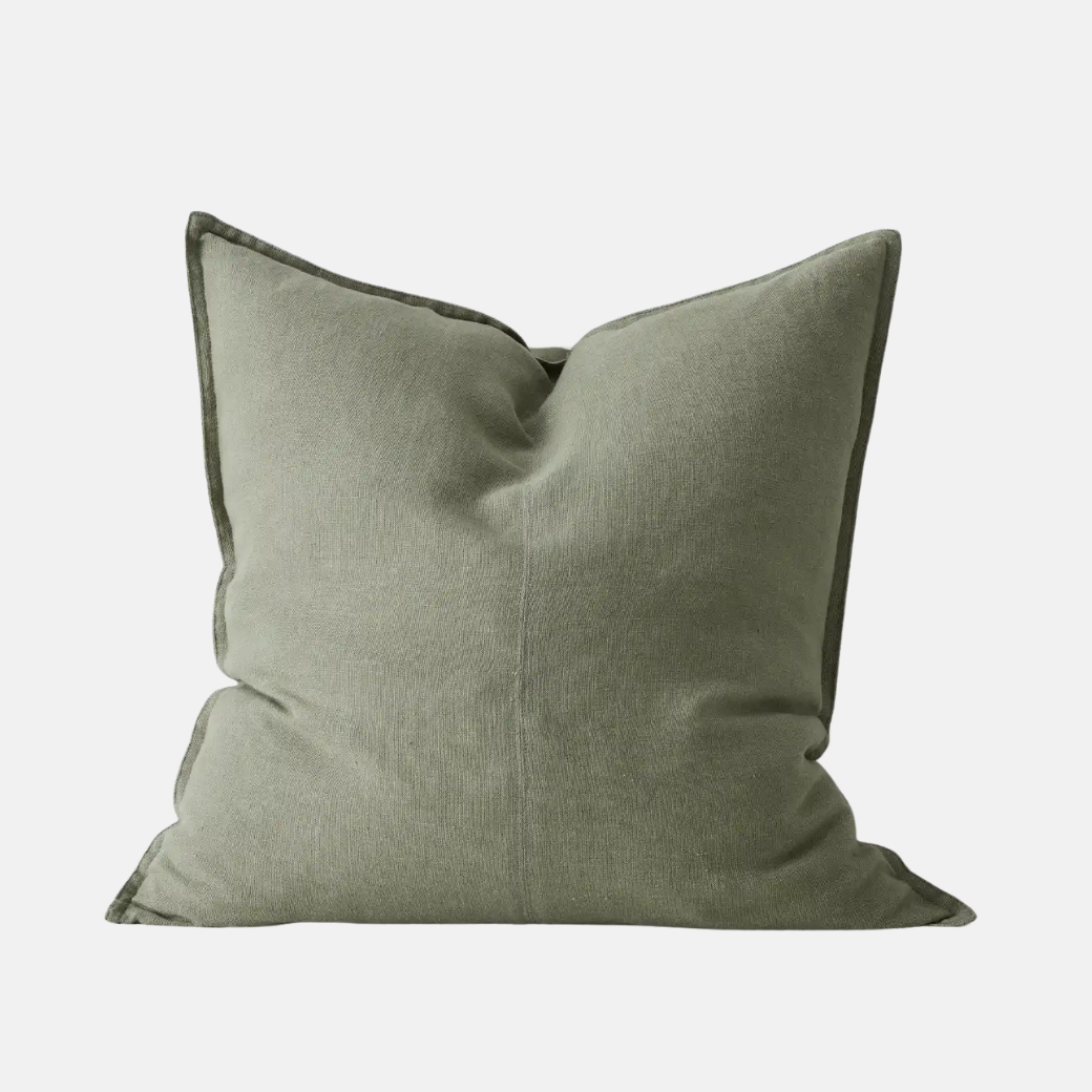 Como Linen Feather Filled Cushion - Olive