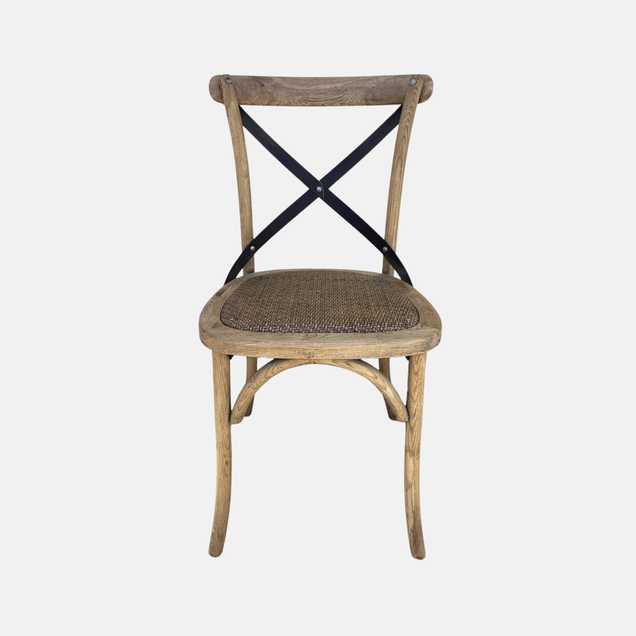 Cross Back Elm Dining Chair - Metal