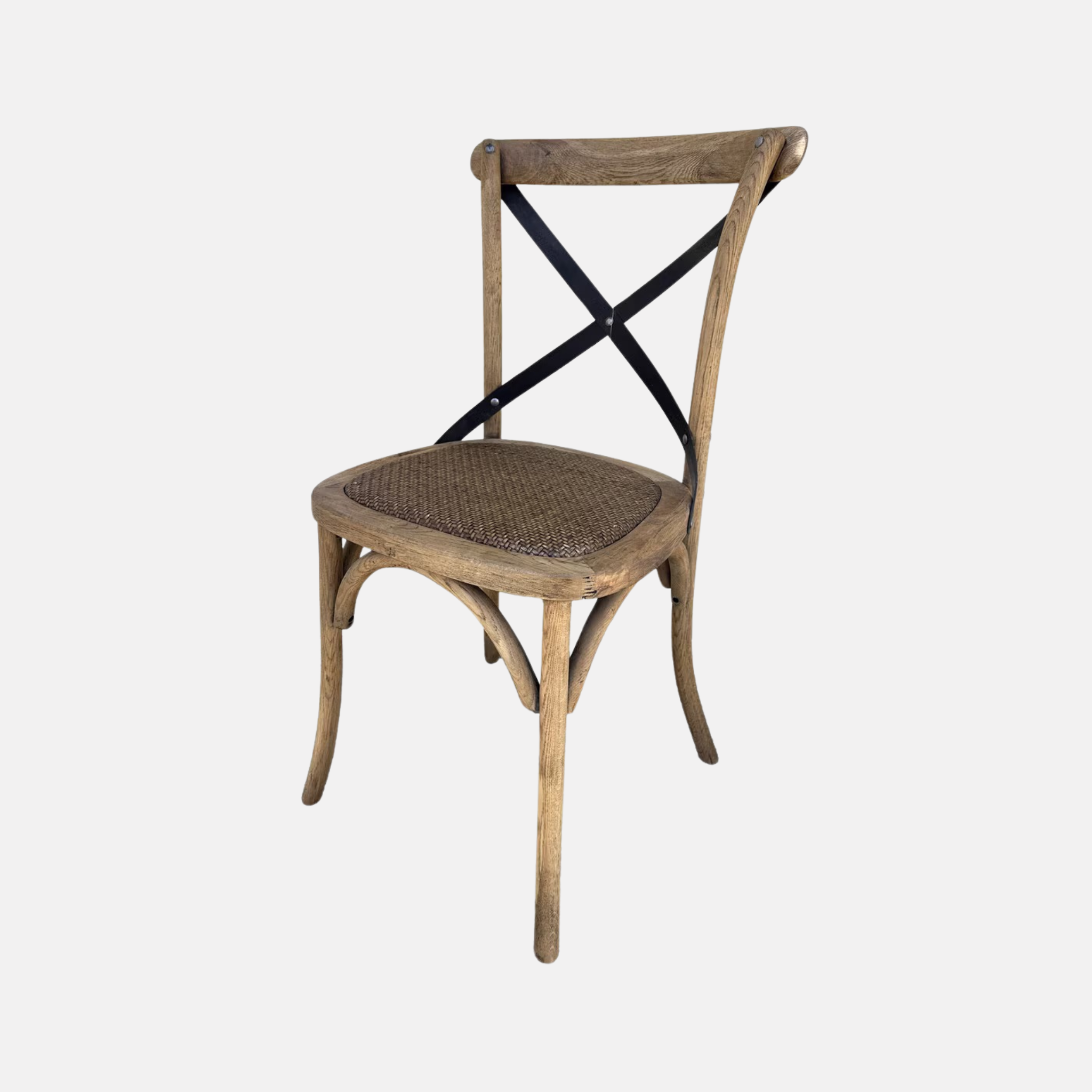 Cross Back Elm Dining Chair - Metal