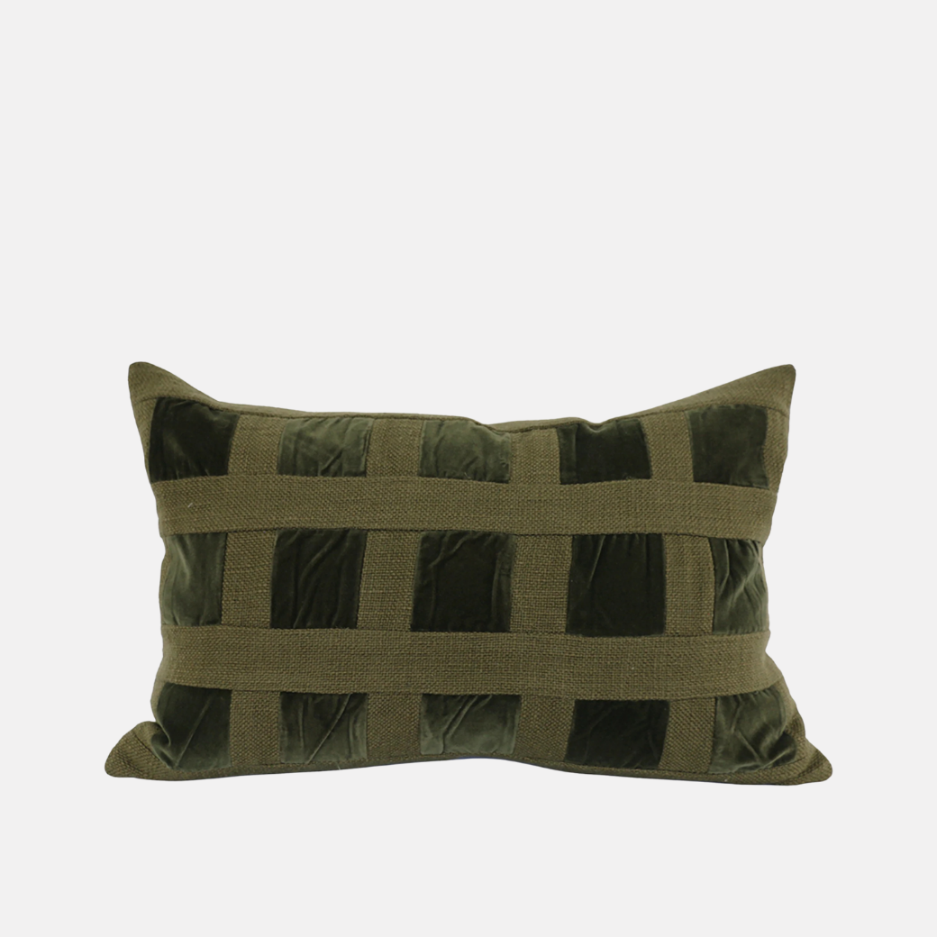 EMERALD VELVET CHECKER CUSHION
