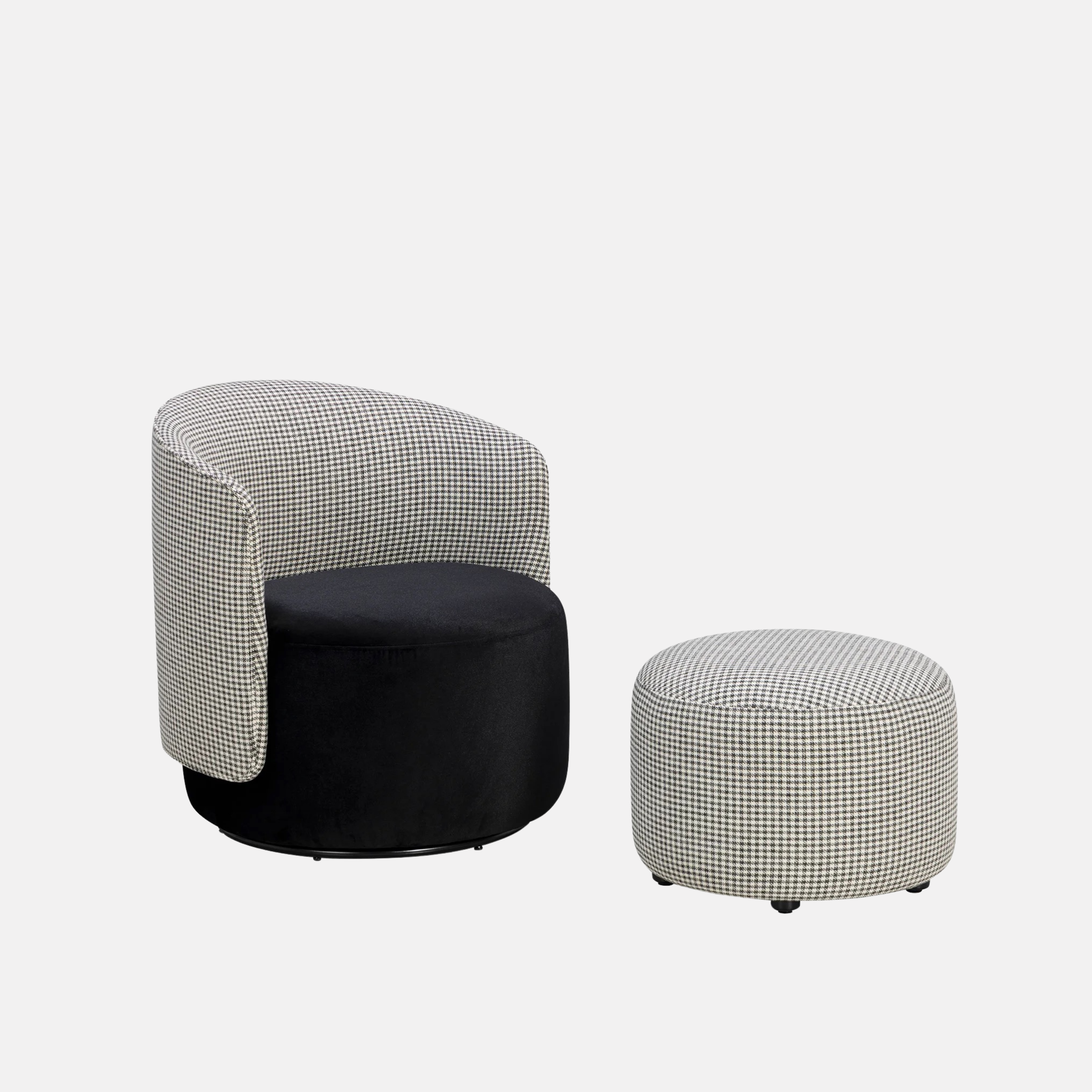 Estella Swivel Armchair - Houndstooth