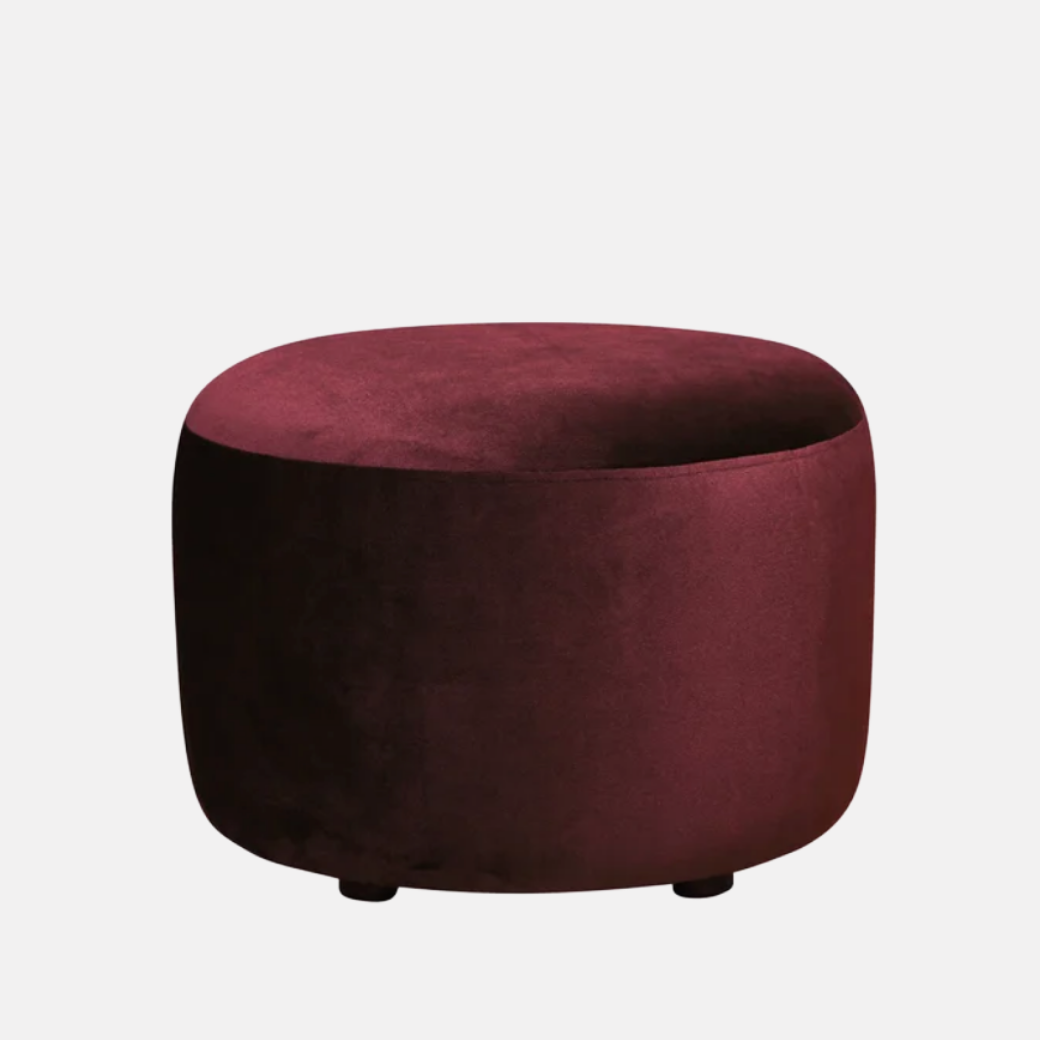 Estella Round Ottoman - Plum