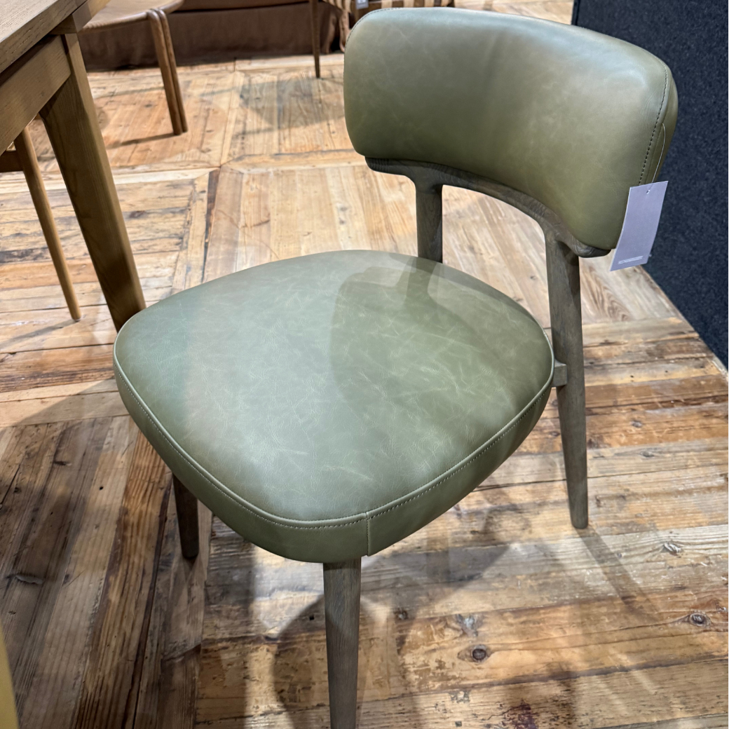Finn Leather Dining Chair - Olive