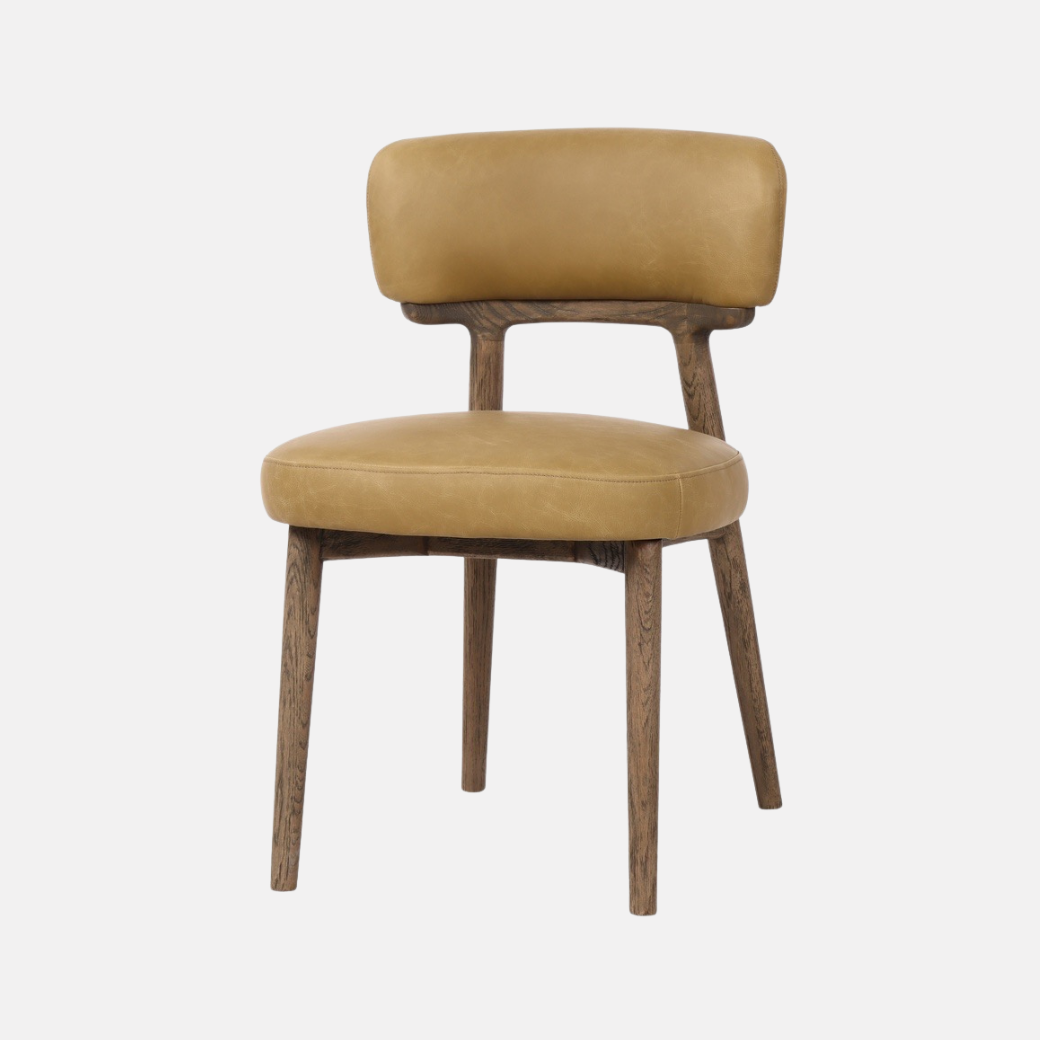 Finn Leather Dining Chair - Mustard