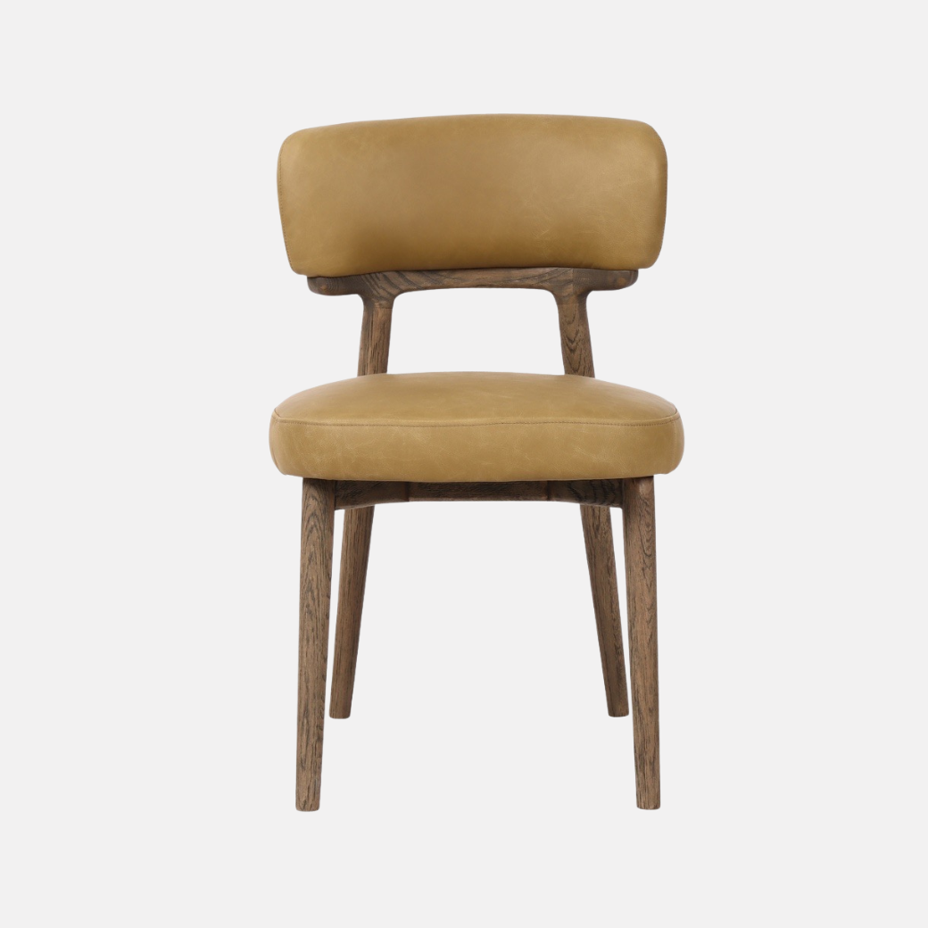 Finn Leather Dining Chair - Mustard