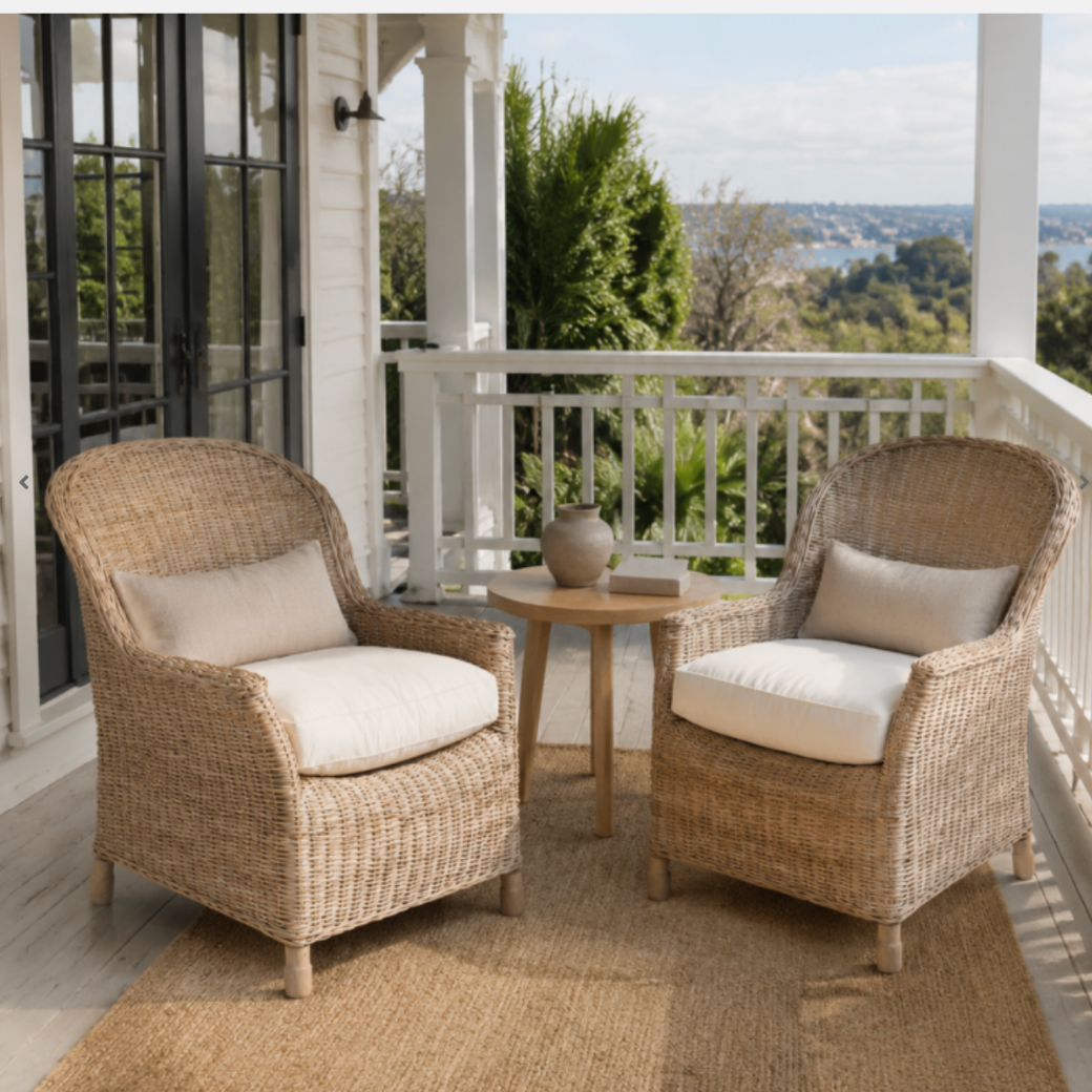 Gable Rattan Armchair - Whitewash