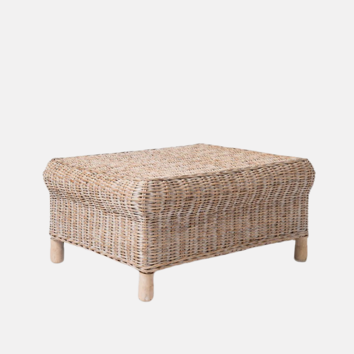 Gable Rattan Ottoman - Whitewash