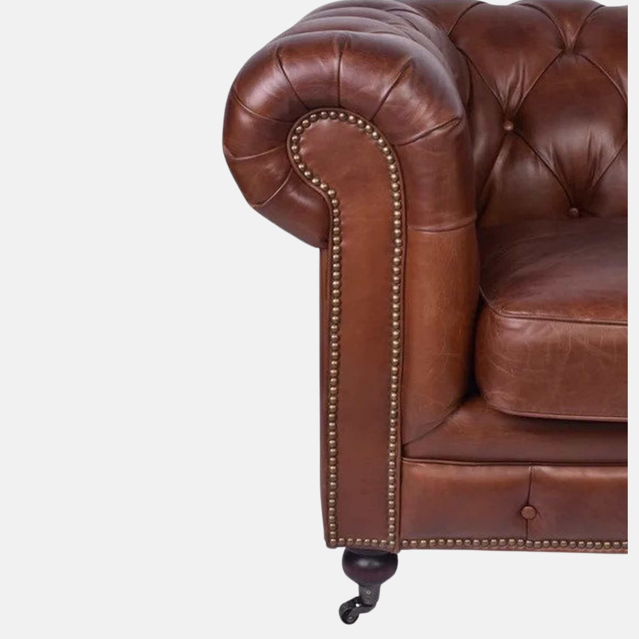 Grange Chesterfield Leather Armchair -  Cigar Brown