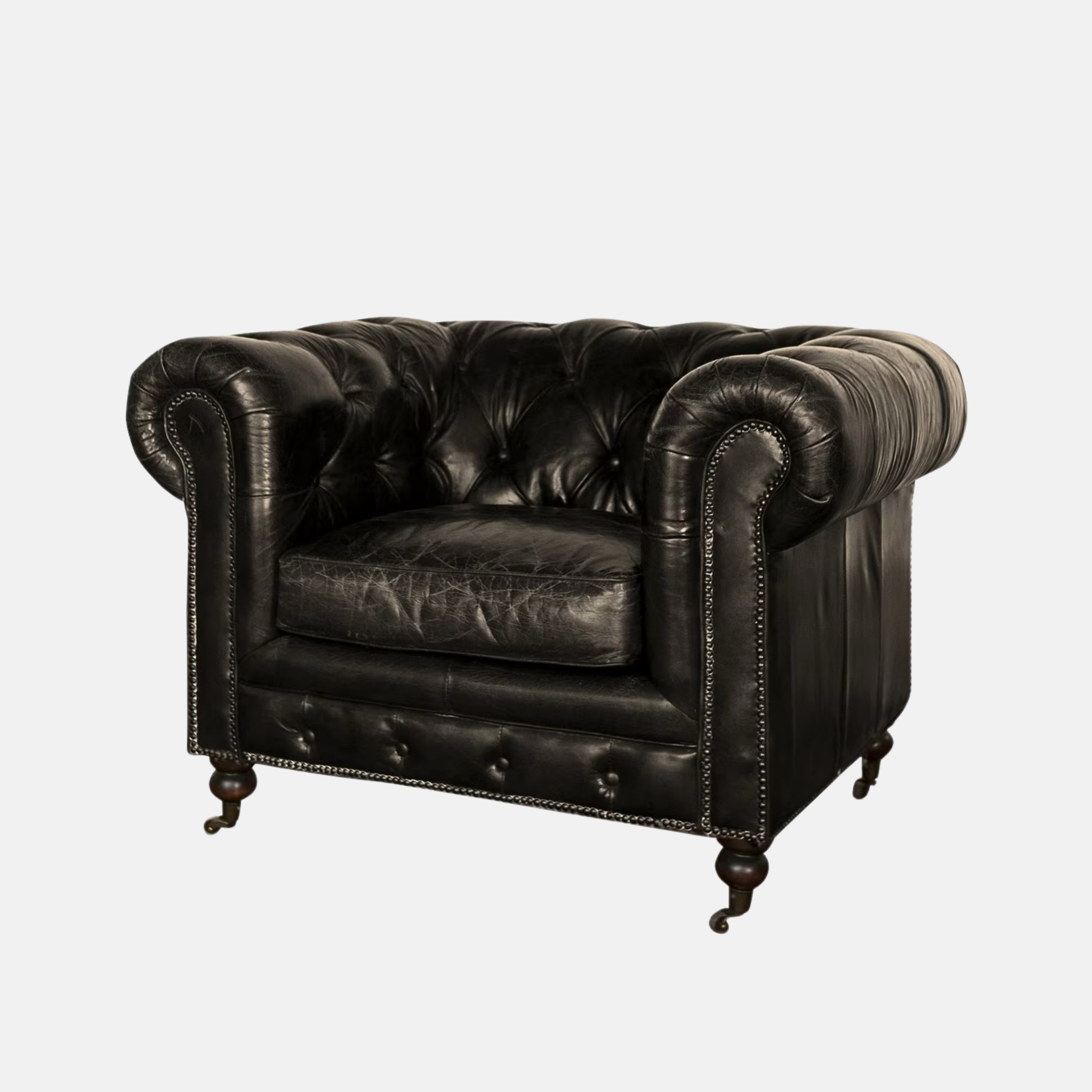 Grange Chesterfield Leather Armchair - Black