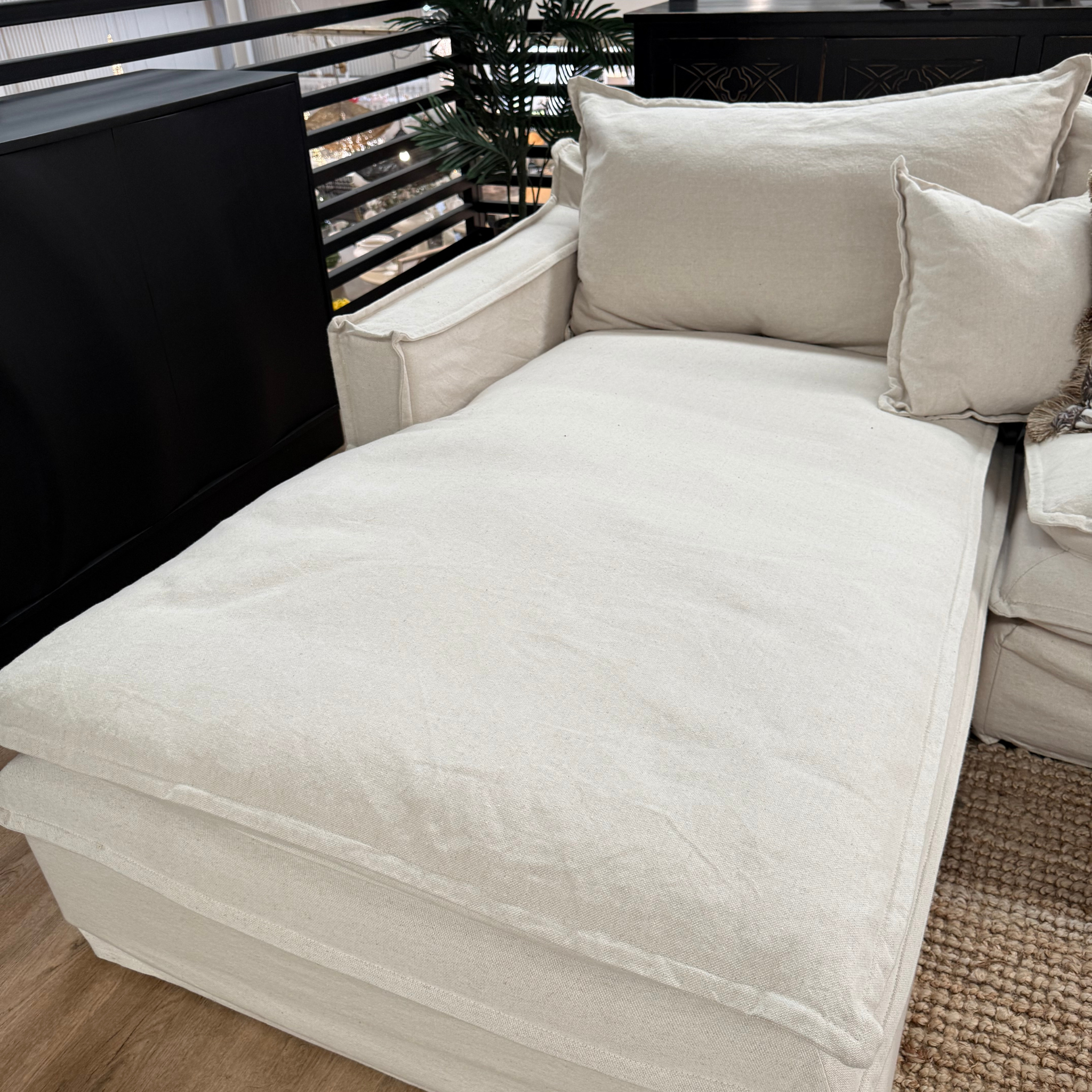 Hadley Right Hand Chaise Sofa - Natural Linen