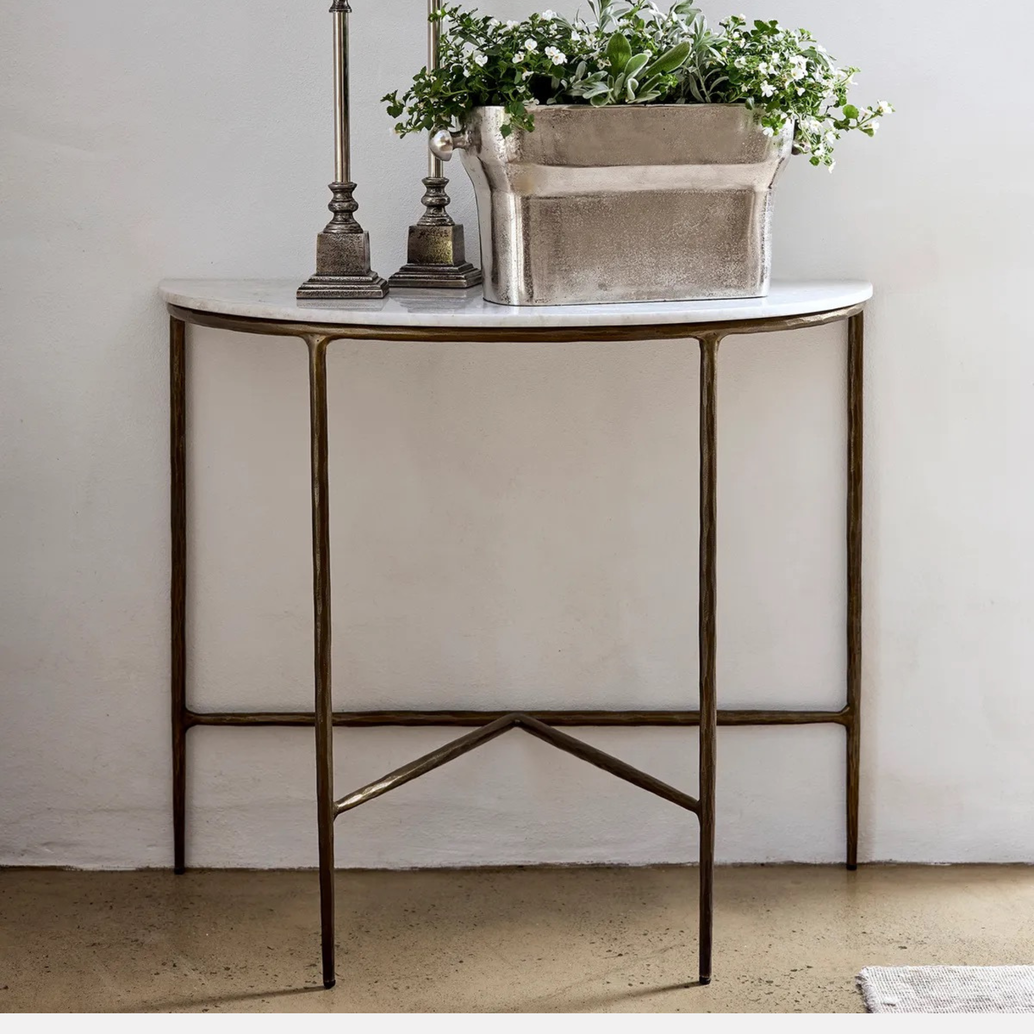 Half Round Marble Console
