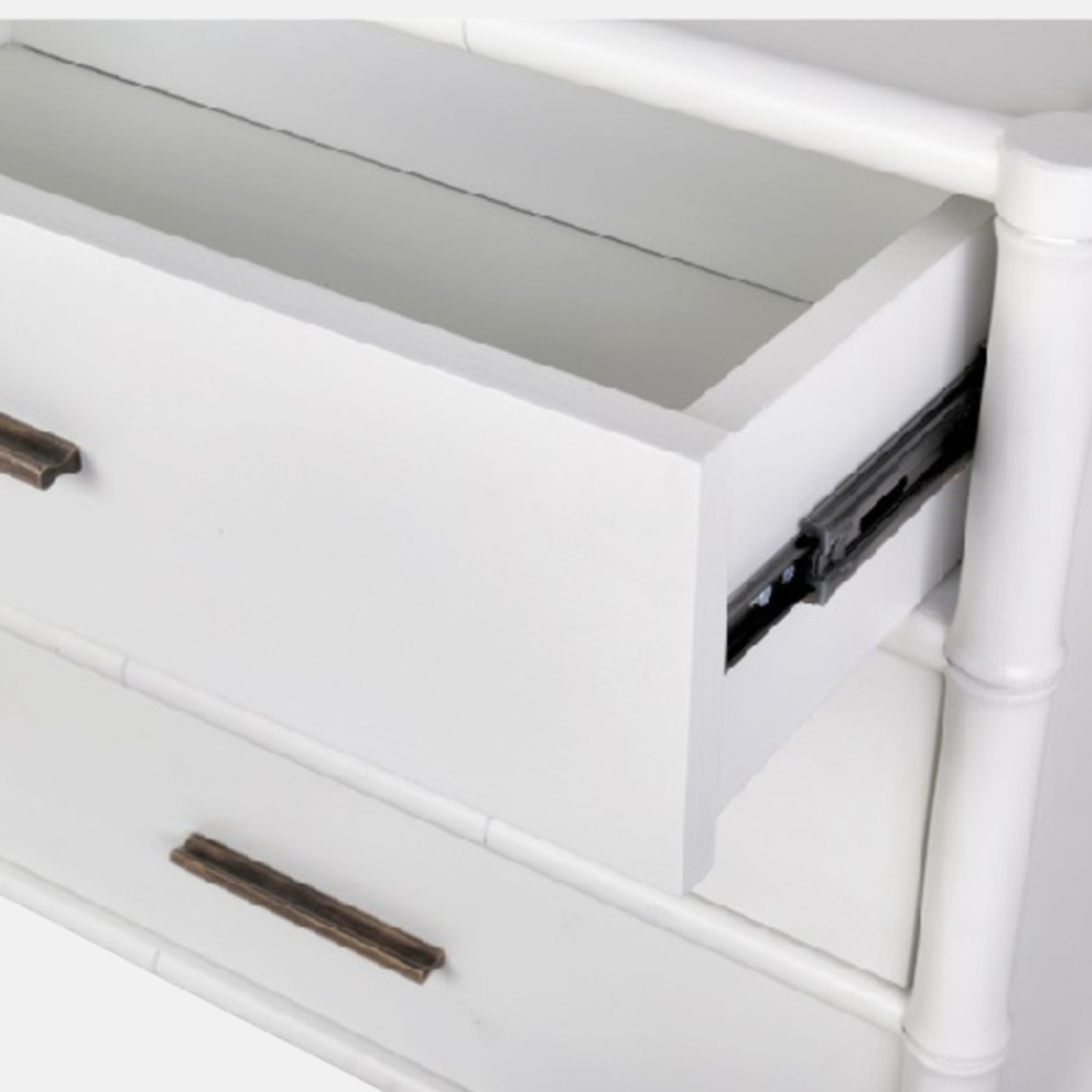 Bamboo Bedside Three Drawer - White