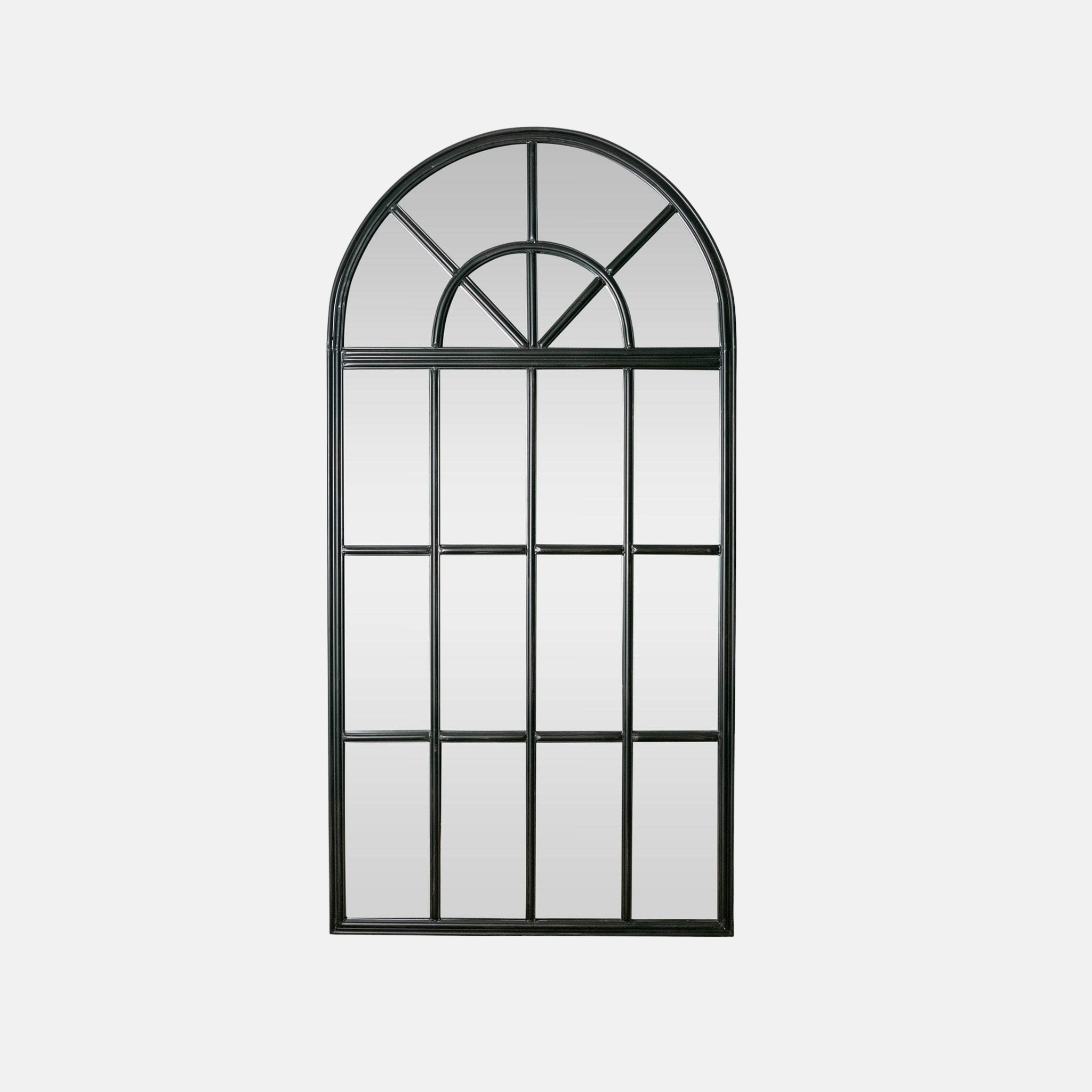 Large Iron Narrow Arch Mirror Black