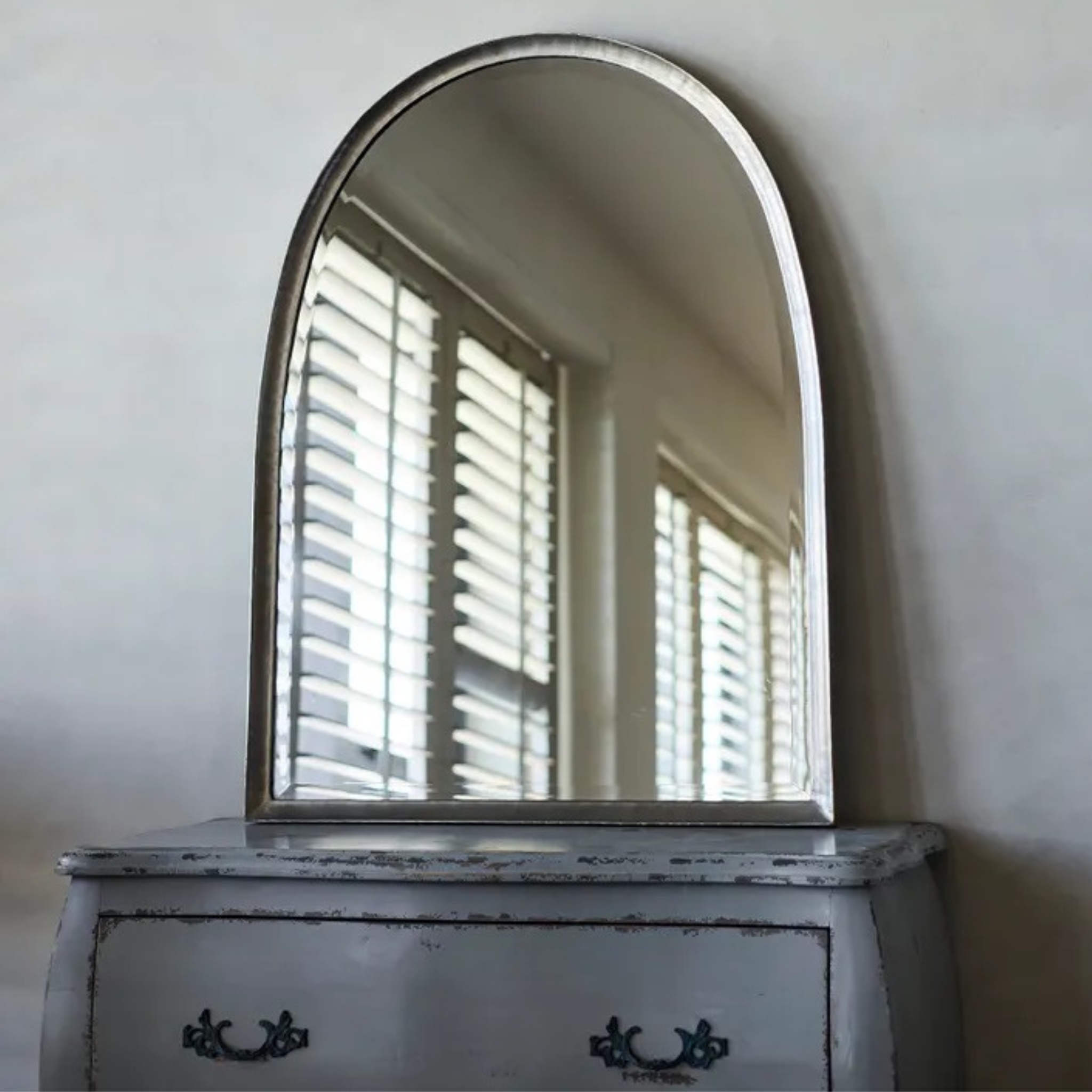 Josephine Oval  Mirror - Pewter