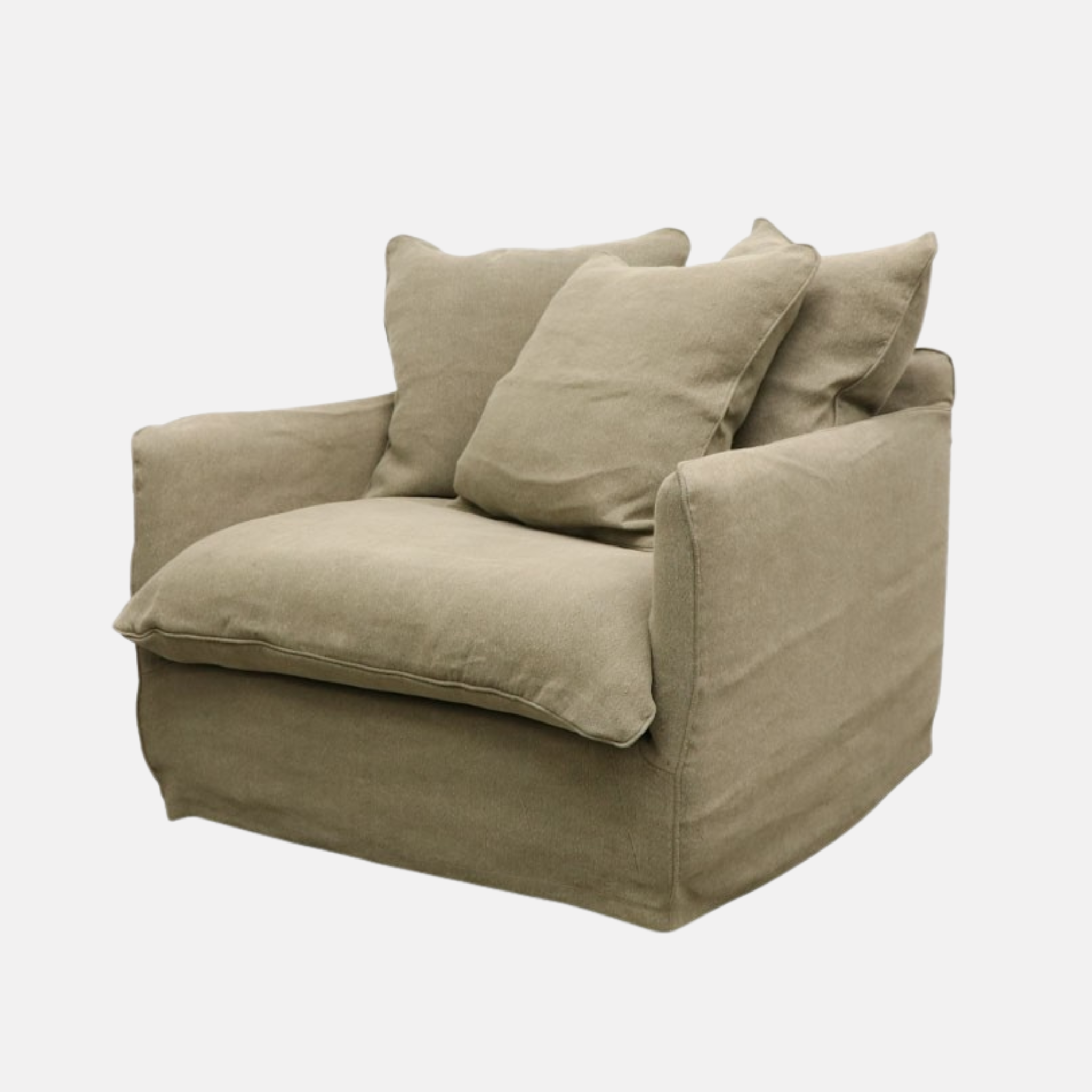 Lotus Slipcover  Armchair -   Khaki