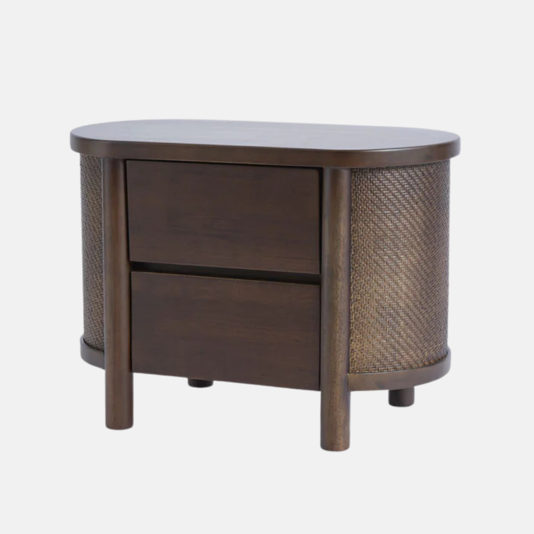 Maldives Rattan Bedside - Dark Oak