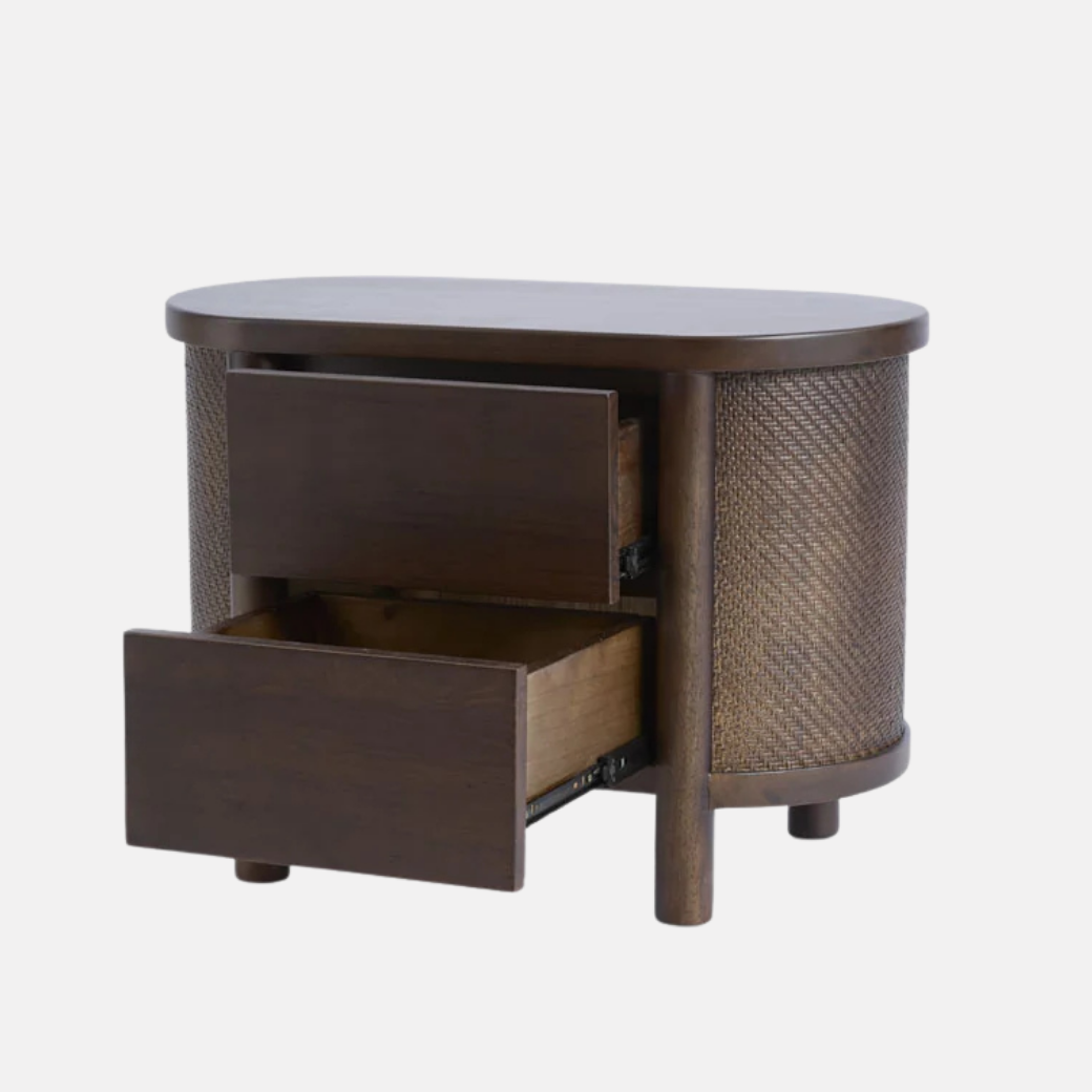 Maldives Rattan Bedside - Dark Oak