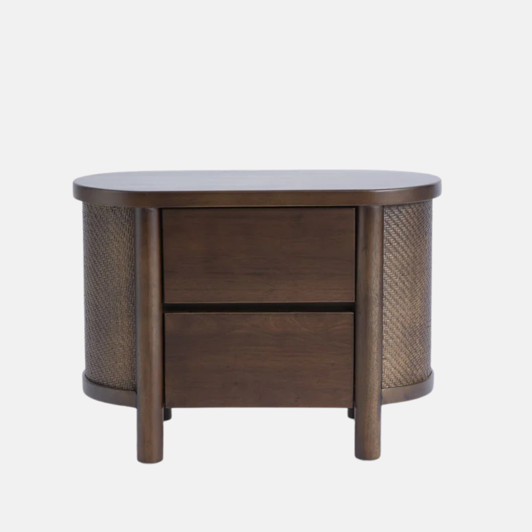 Maldives Rattan Bedside - Dark Oak