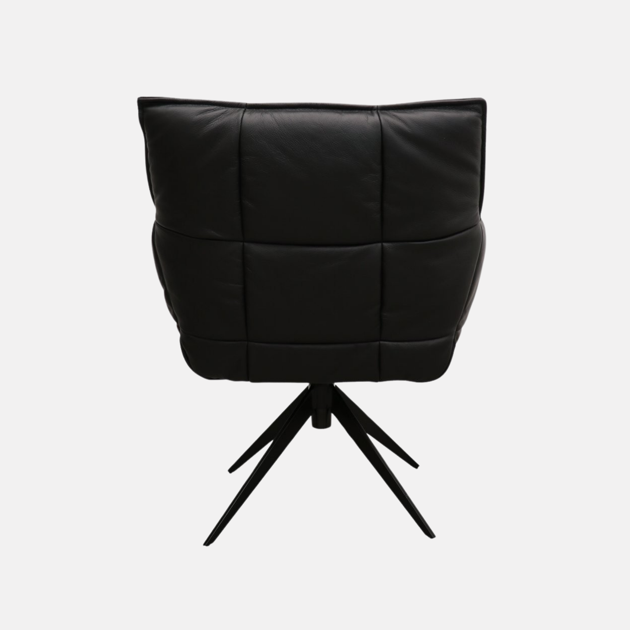 Memphis Leather Swivel Armchair-  Black