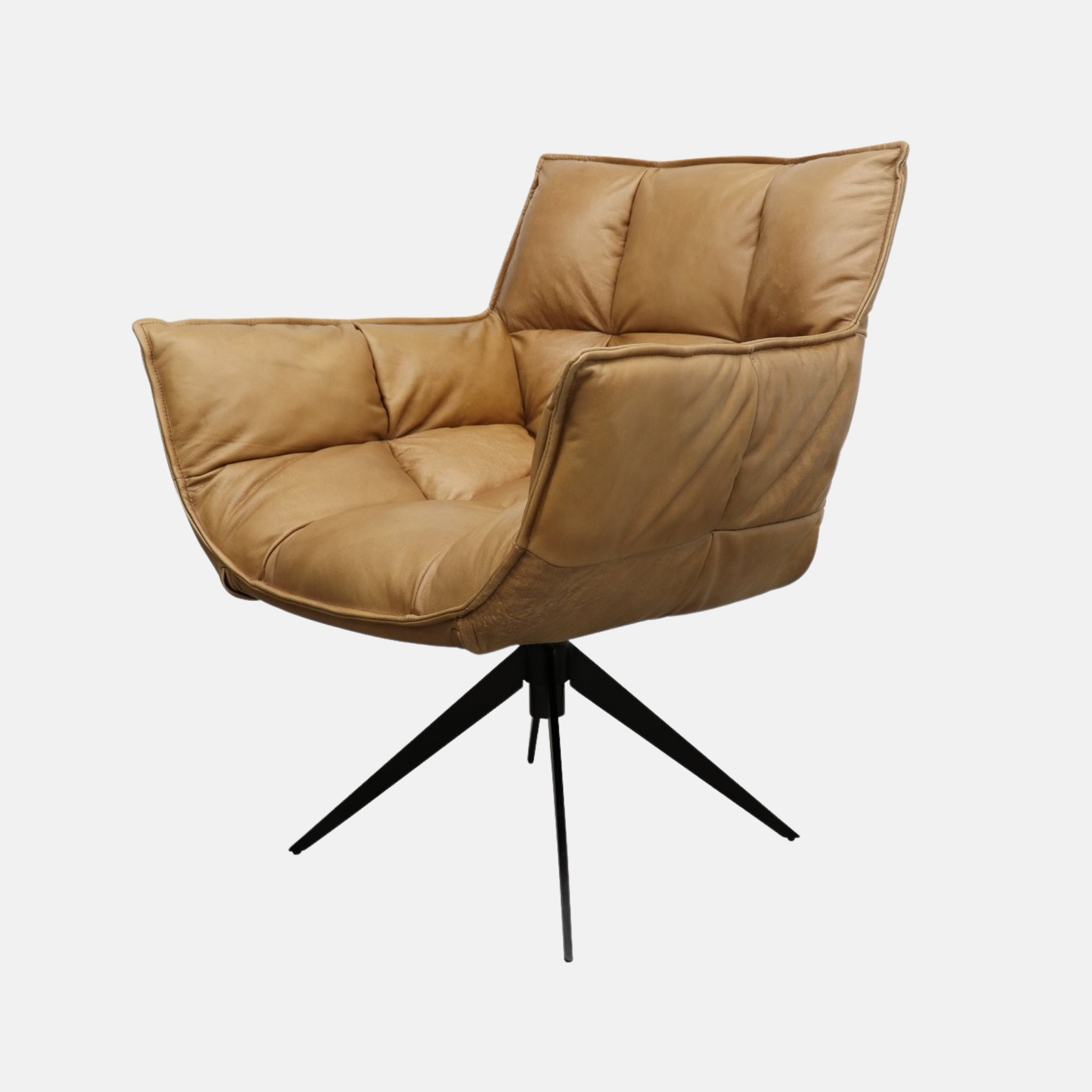 Memphis Leather Swivel Armchair - Tan