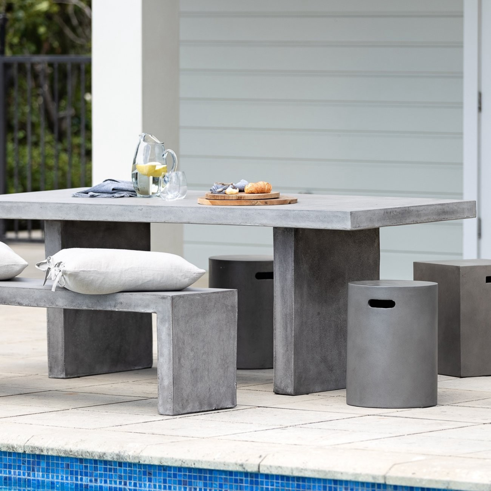 Palma Outdoor Concrete Bench - Grey