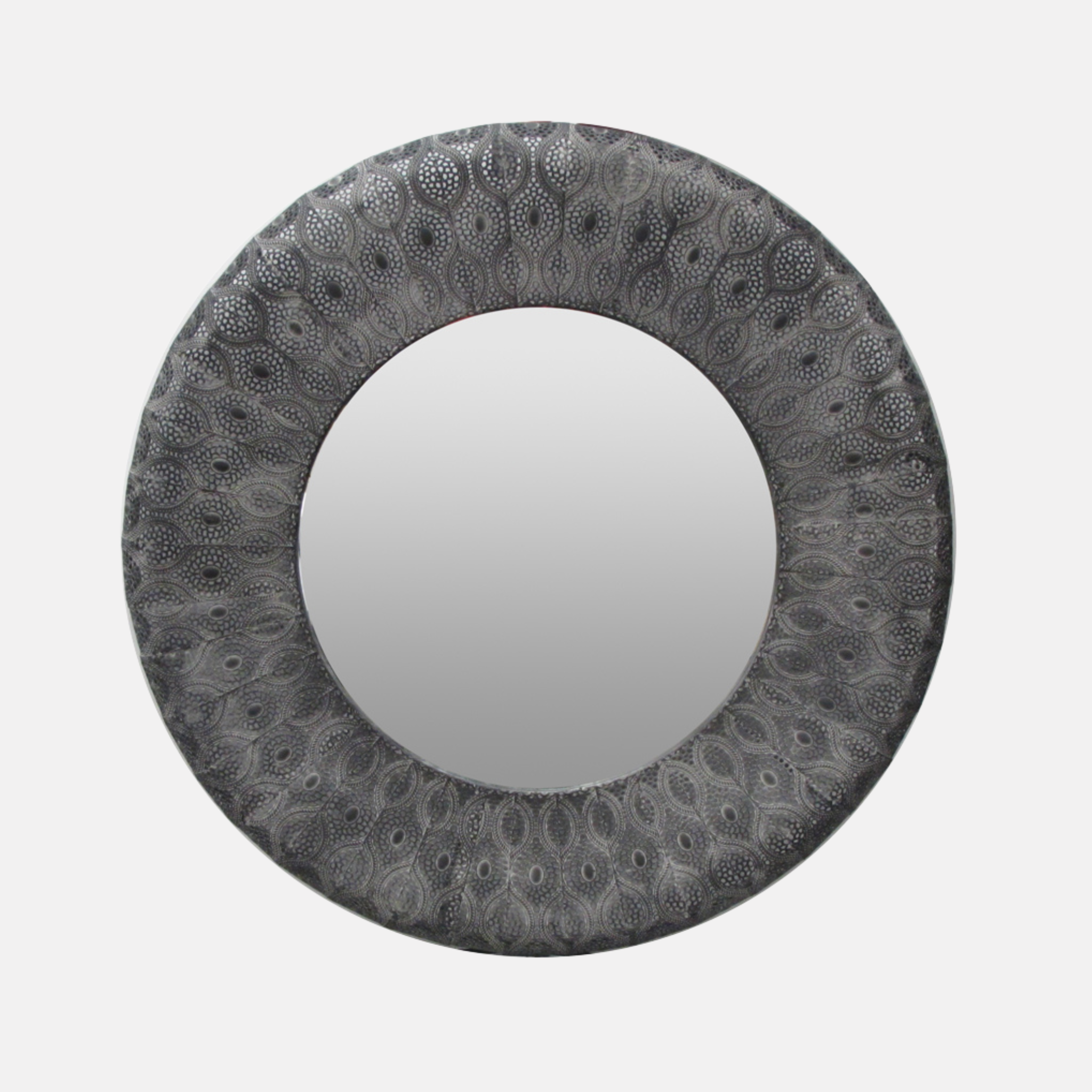 Panama Round Mirror - Aged Black