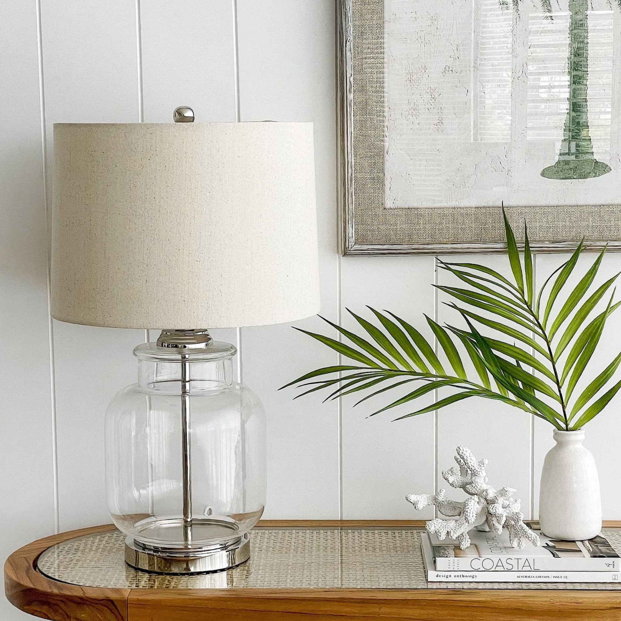 REGENT TABLE LAMP - NICKEL AND GLASS
