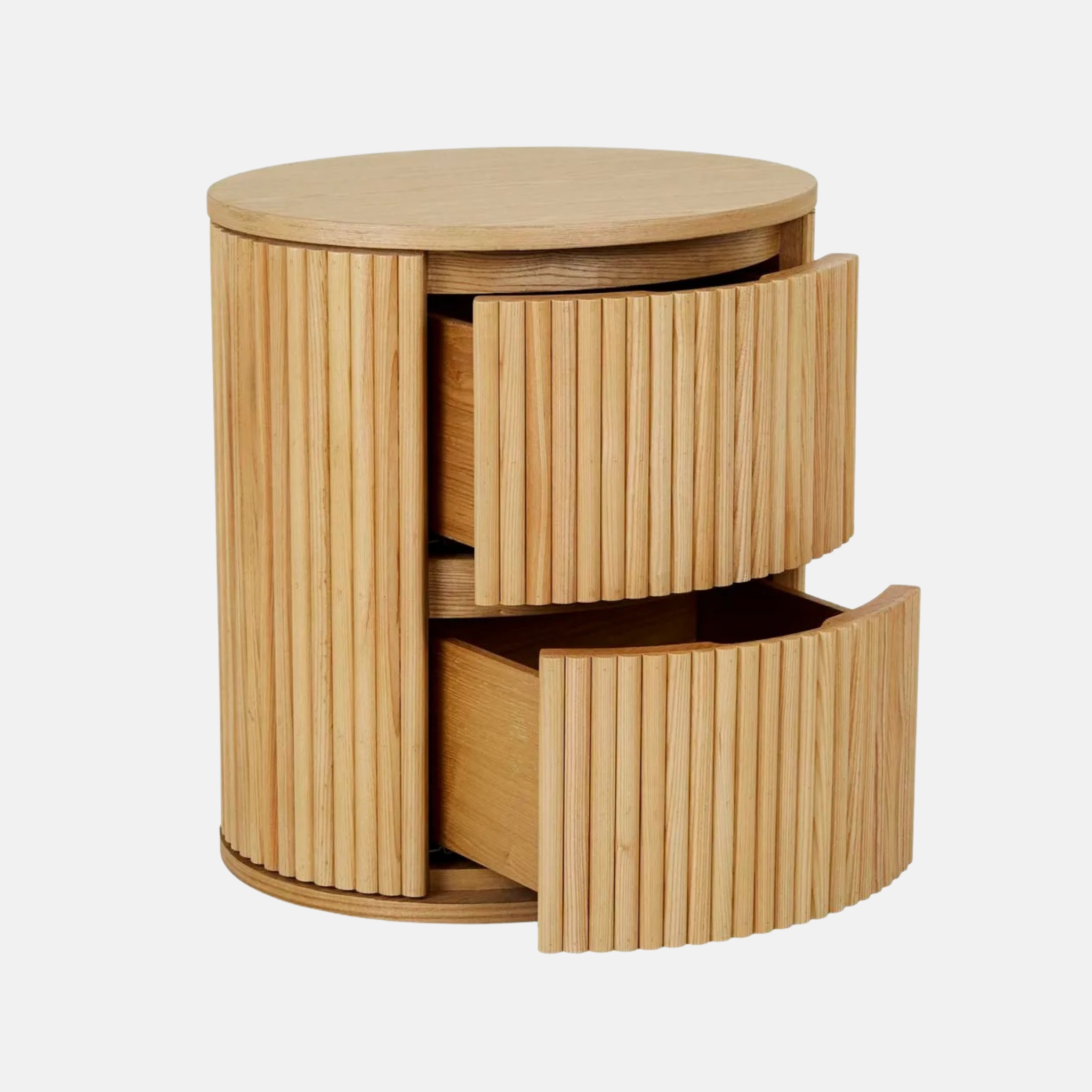 Benjamin Round Ripple Bedside - Natural Oak