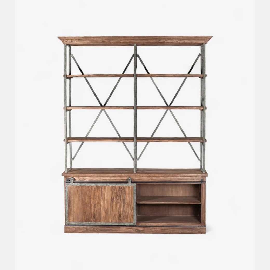 Sliding Door Elm Shelves