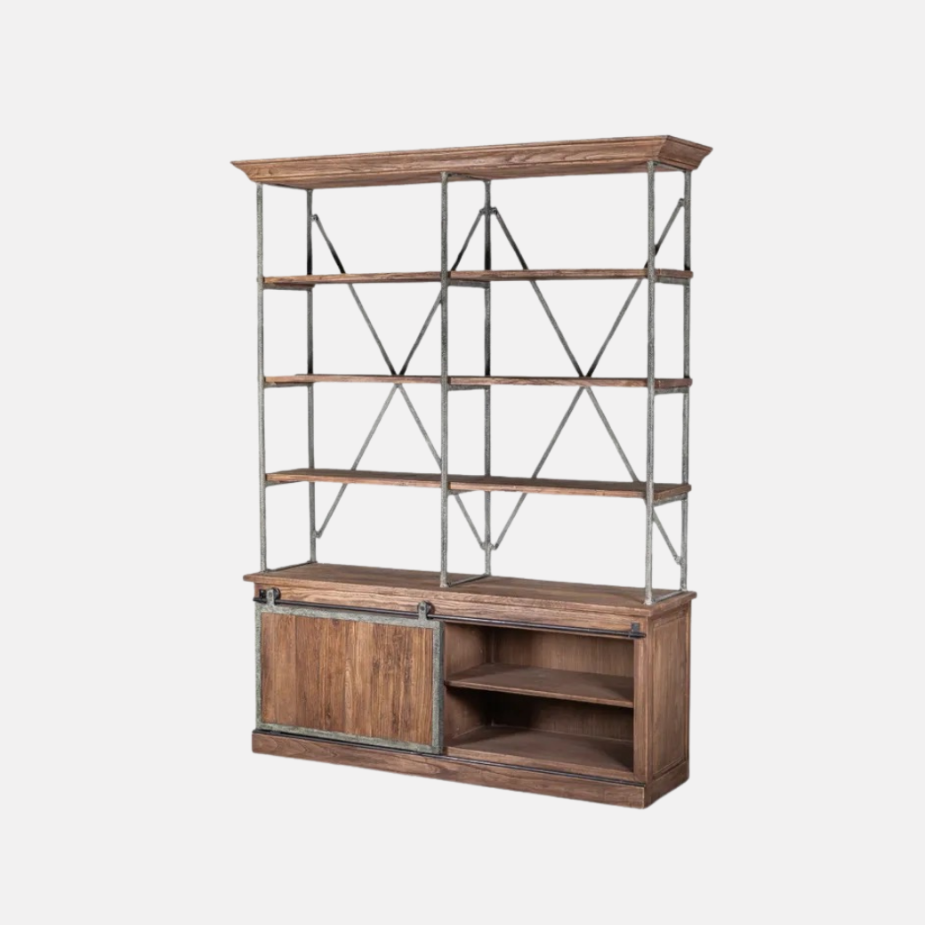 Sliding Door Elm Shelves