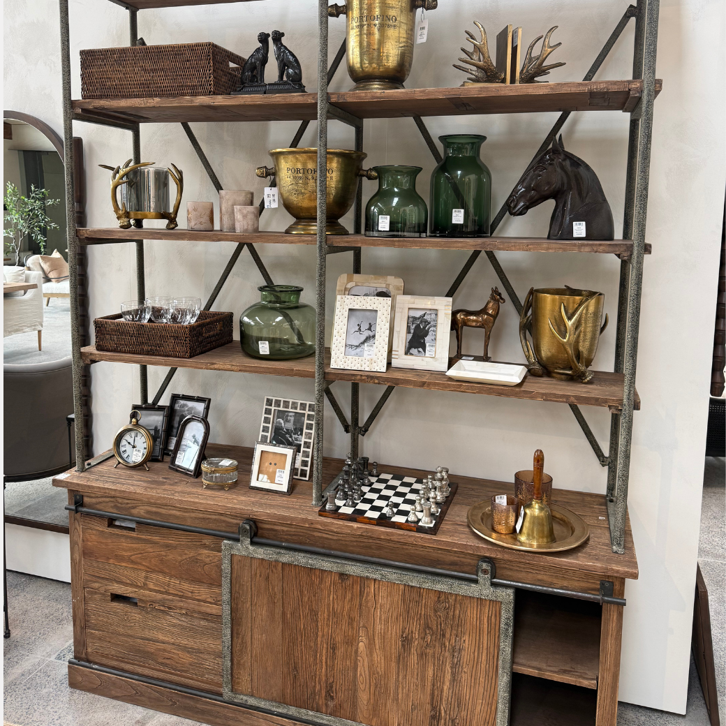 Sliding Door Elm Shelves