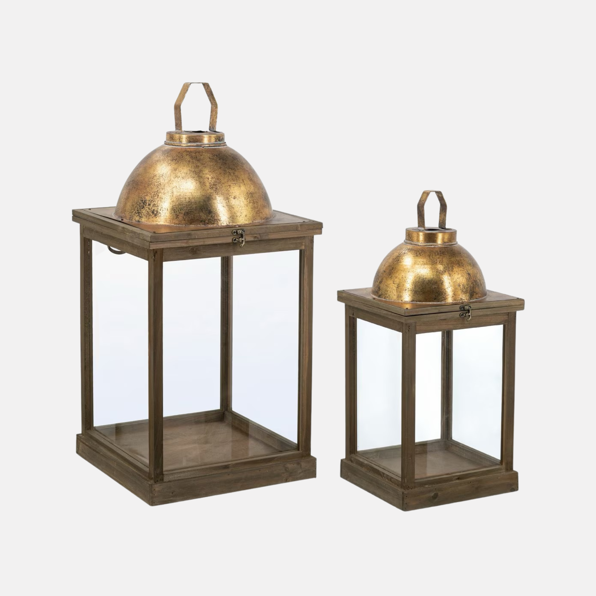 Set of Two  Tall Gold Lanterns