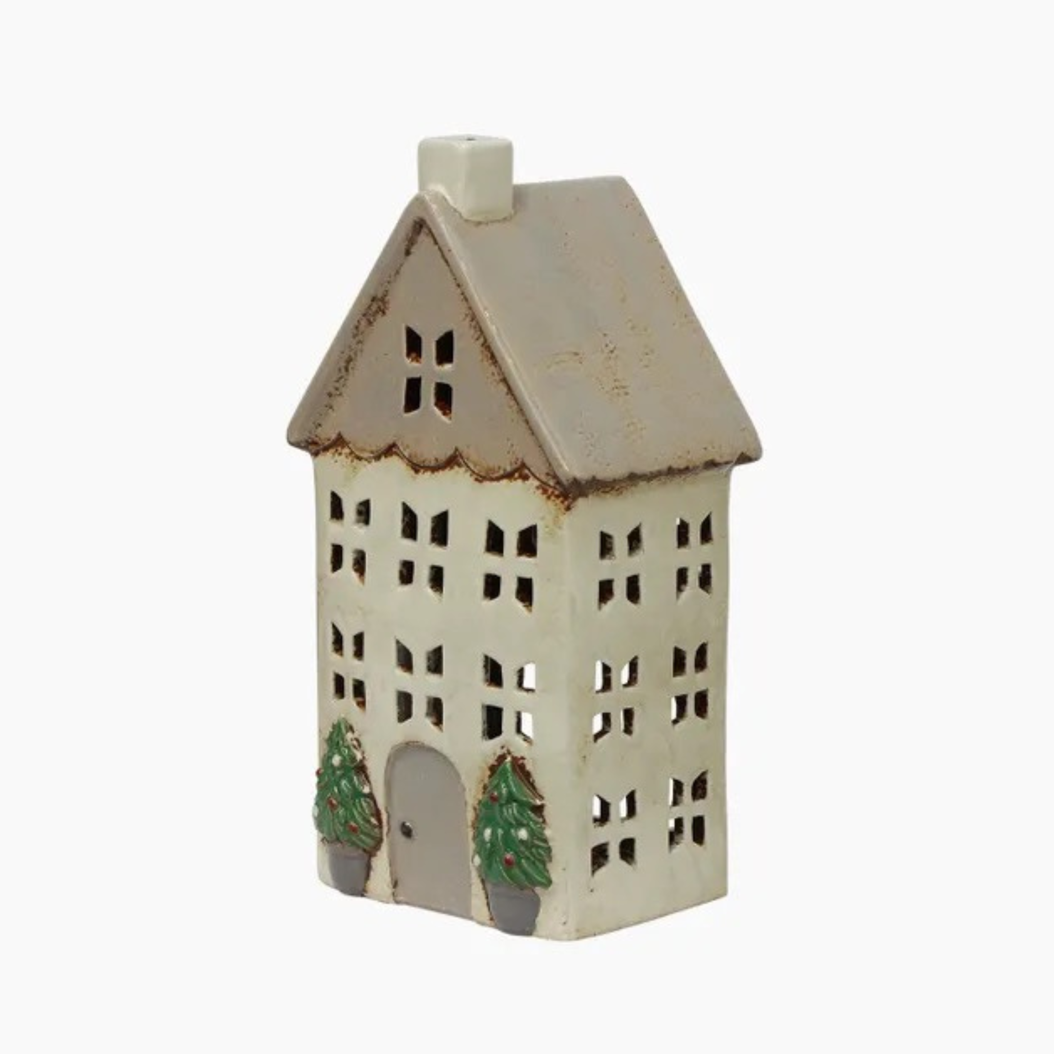 Tea light Houses Set of Two - Stone