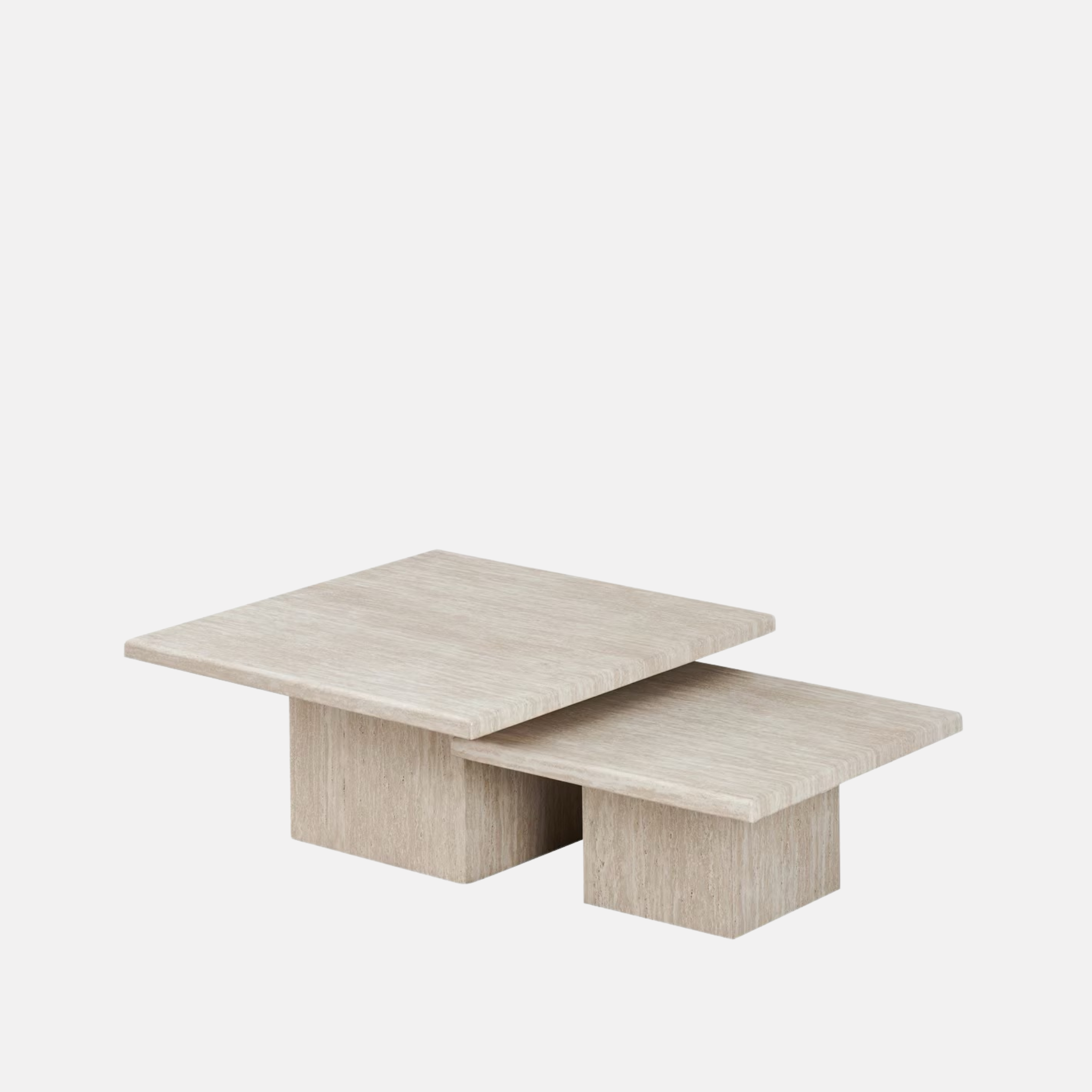 Square Travertine Nesting Coffee Tables