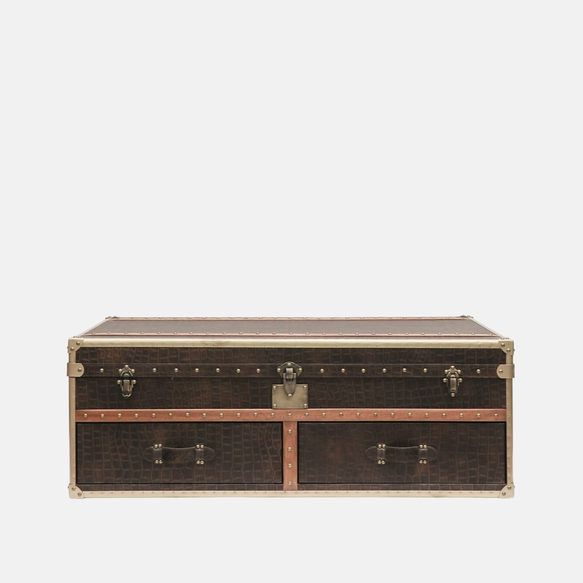 Voyager Leather Trunk Coffee Table - Brown