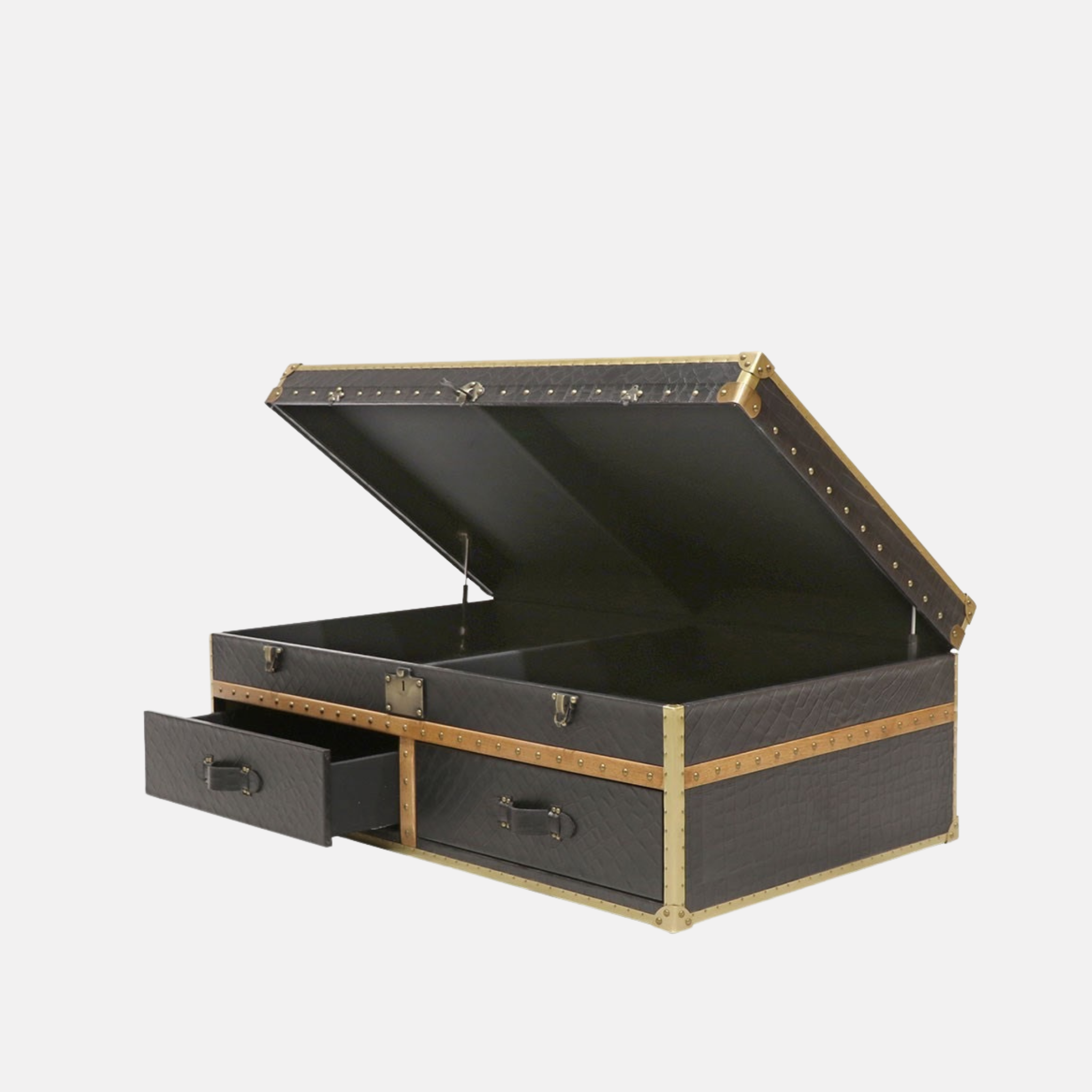 Voyager Leather Trunk Coffee Table - Black