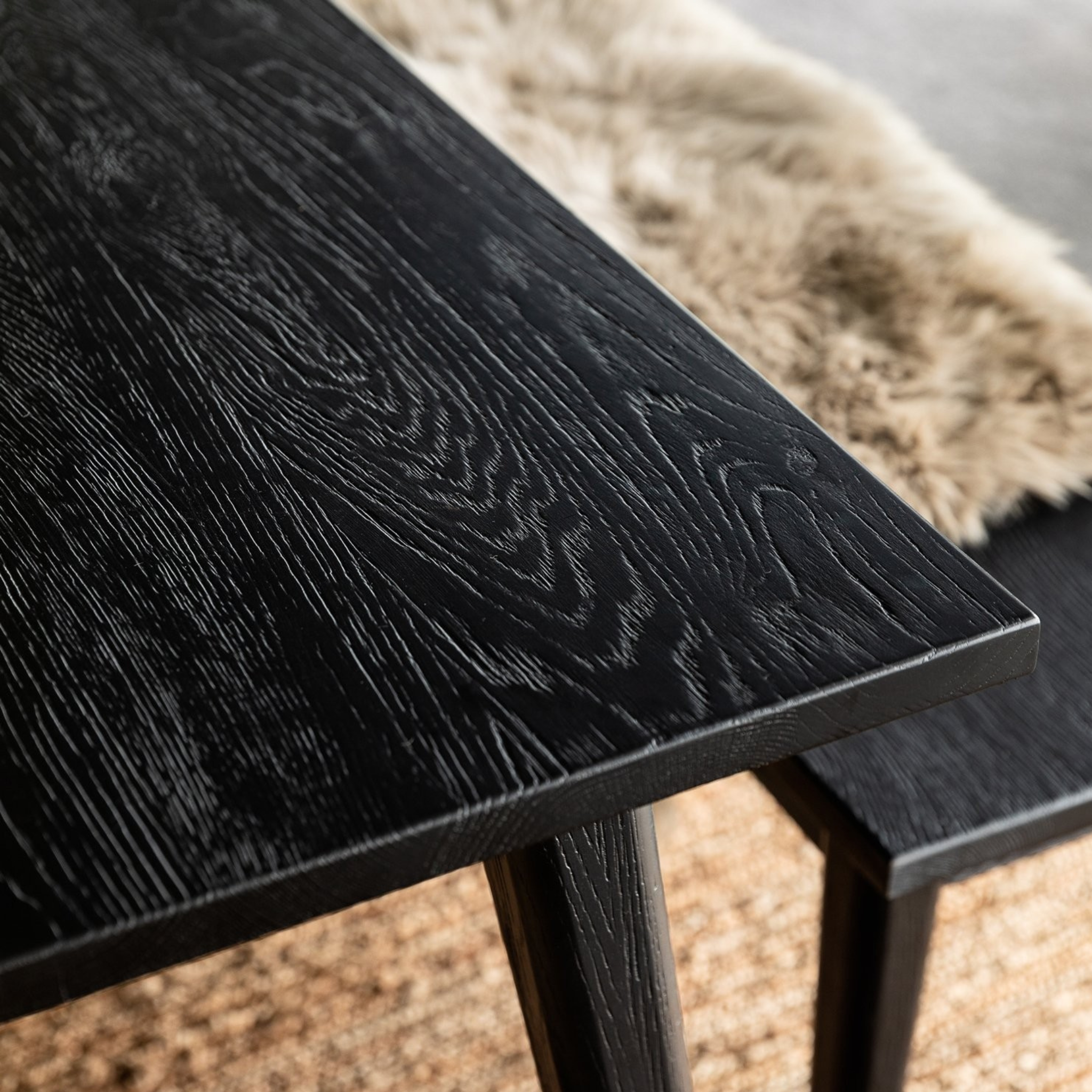 Vaasa Dining Table - Matte Black Oak