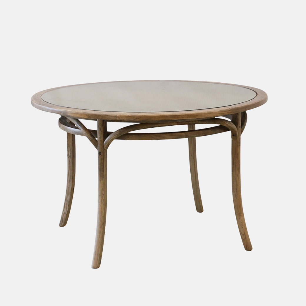 Vienna Elm & Rattan Dining  Table