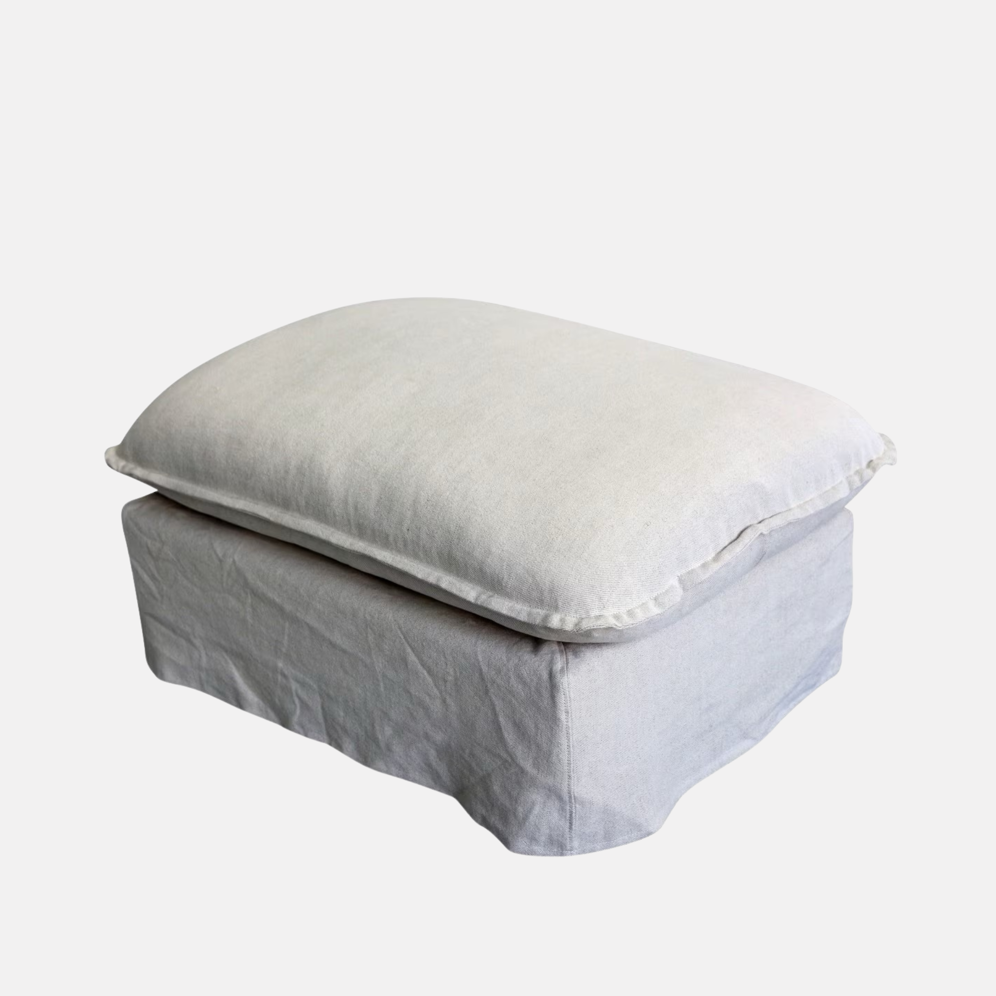Miro Linen Ottoman - Salt & Pepper