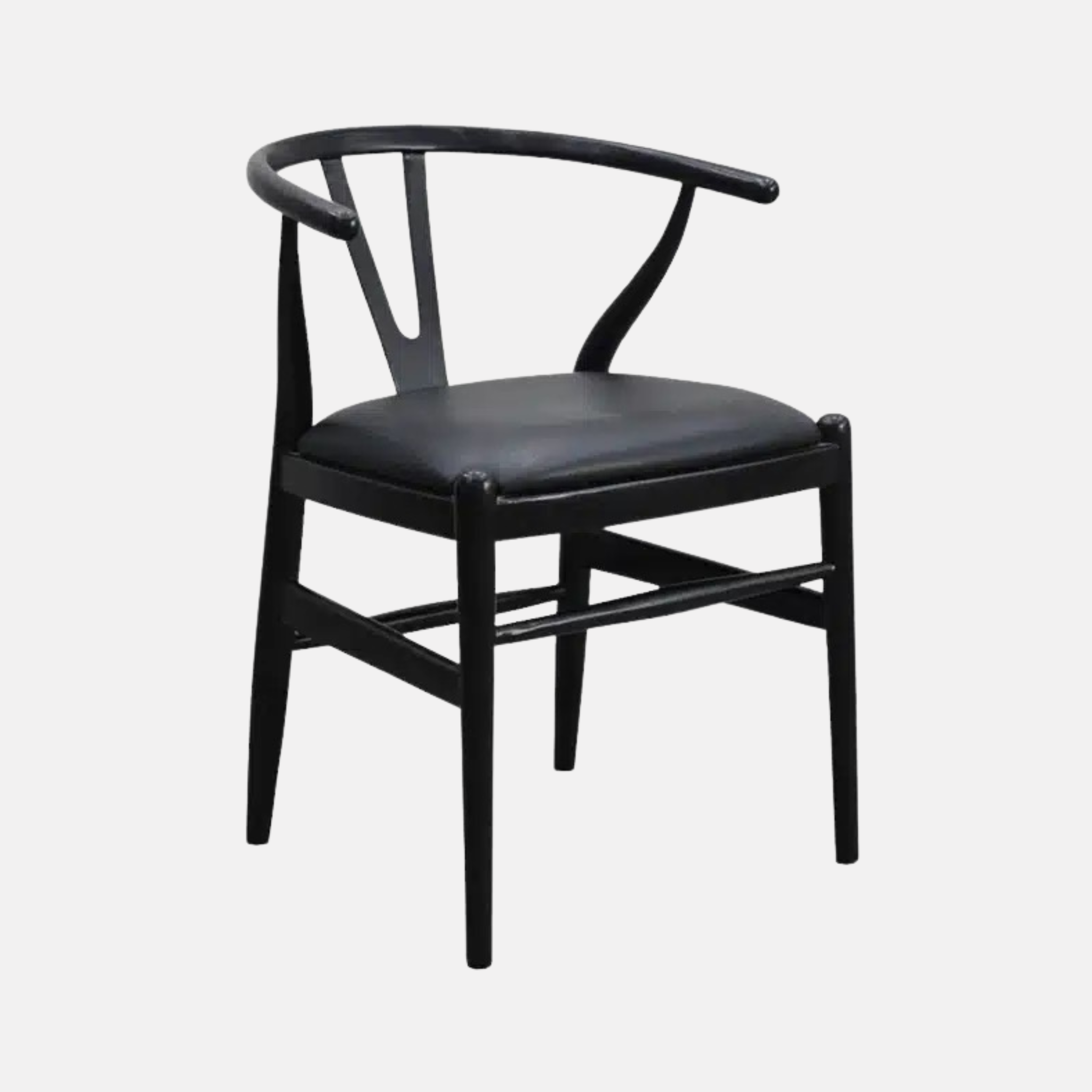 Wishbone Dining Chair Black Leather