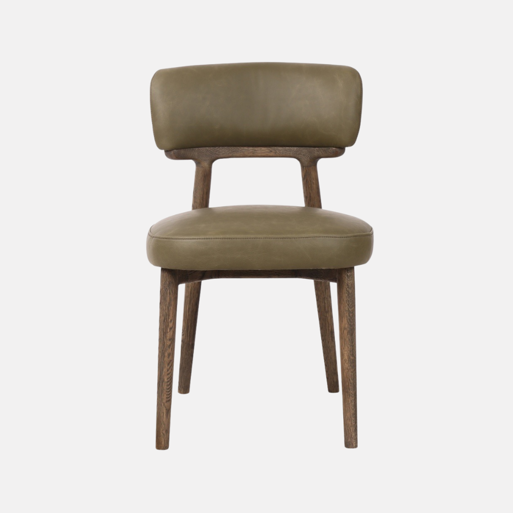 Finn Leather Dining Chair - Olive