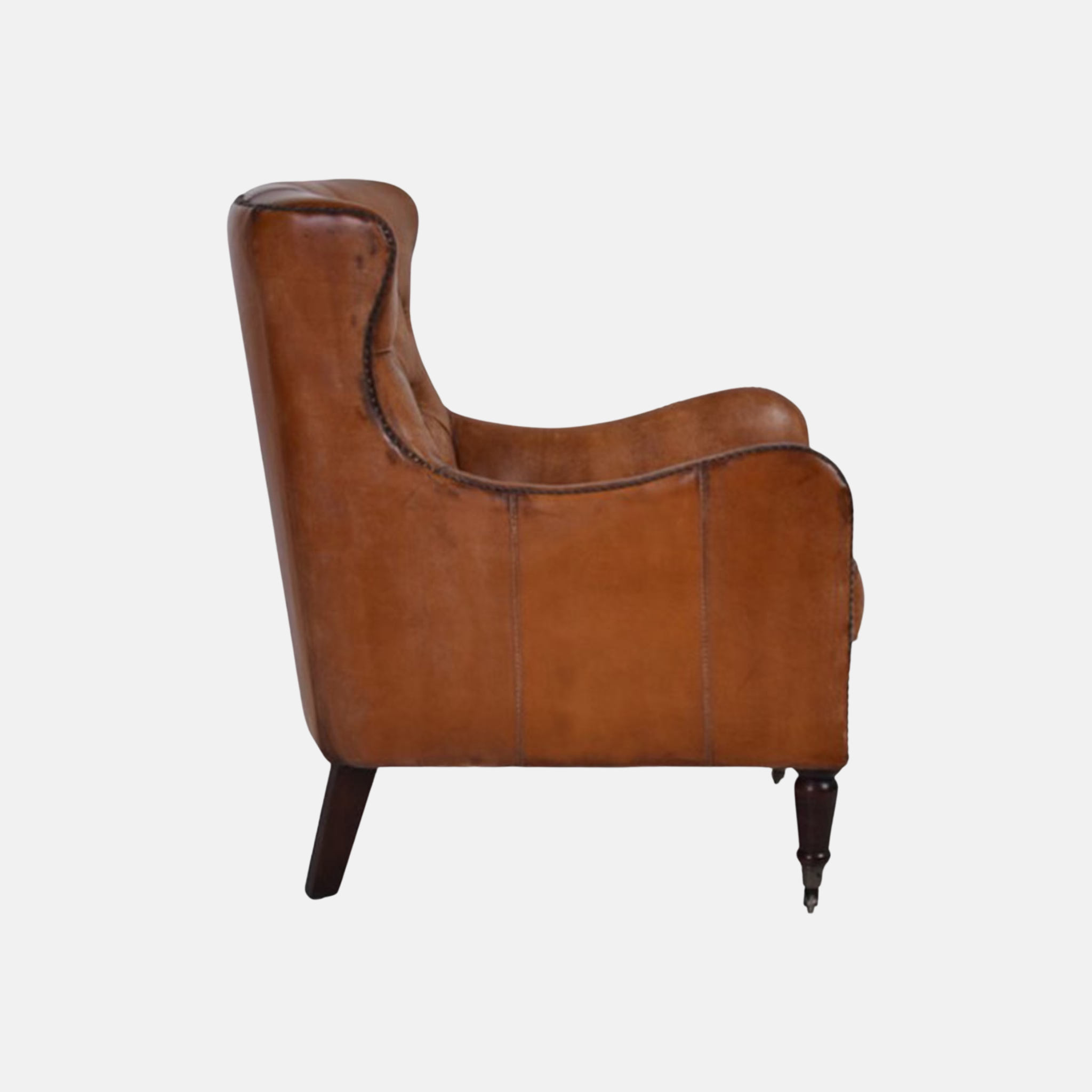 Bordeaux Buttoned Leather Armchair - Antique Brown