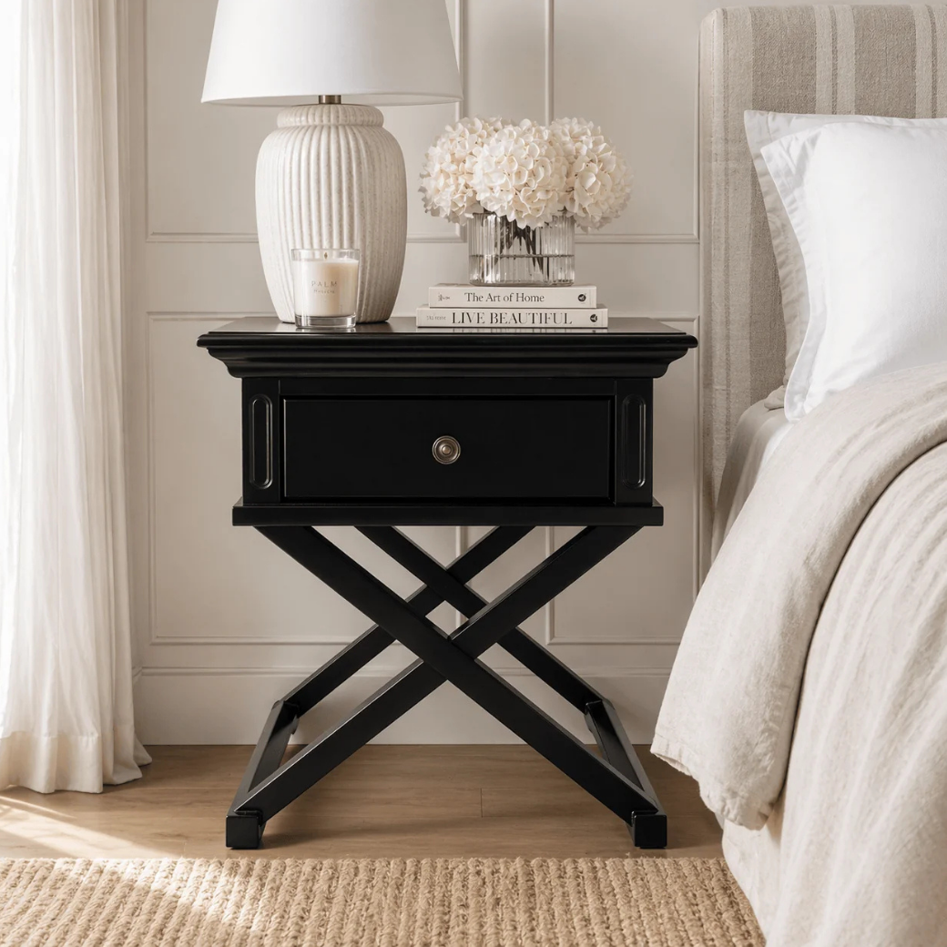 Sorrento Cross Leg Bedside - Black