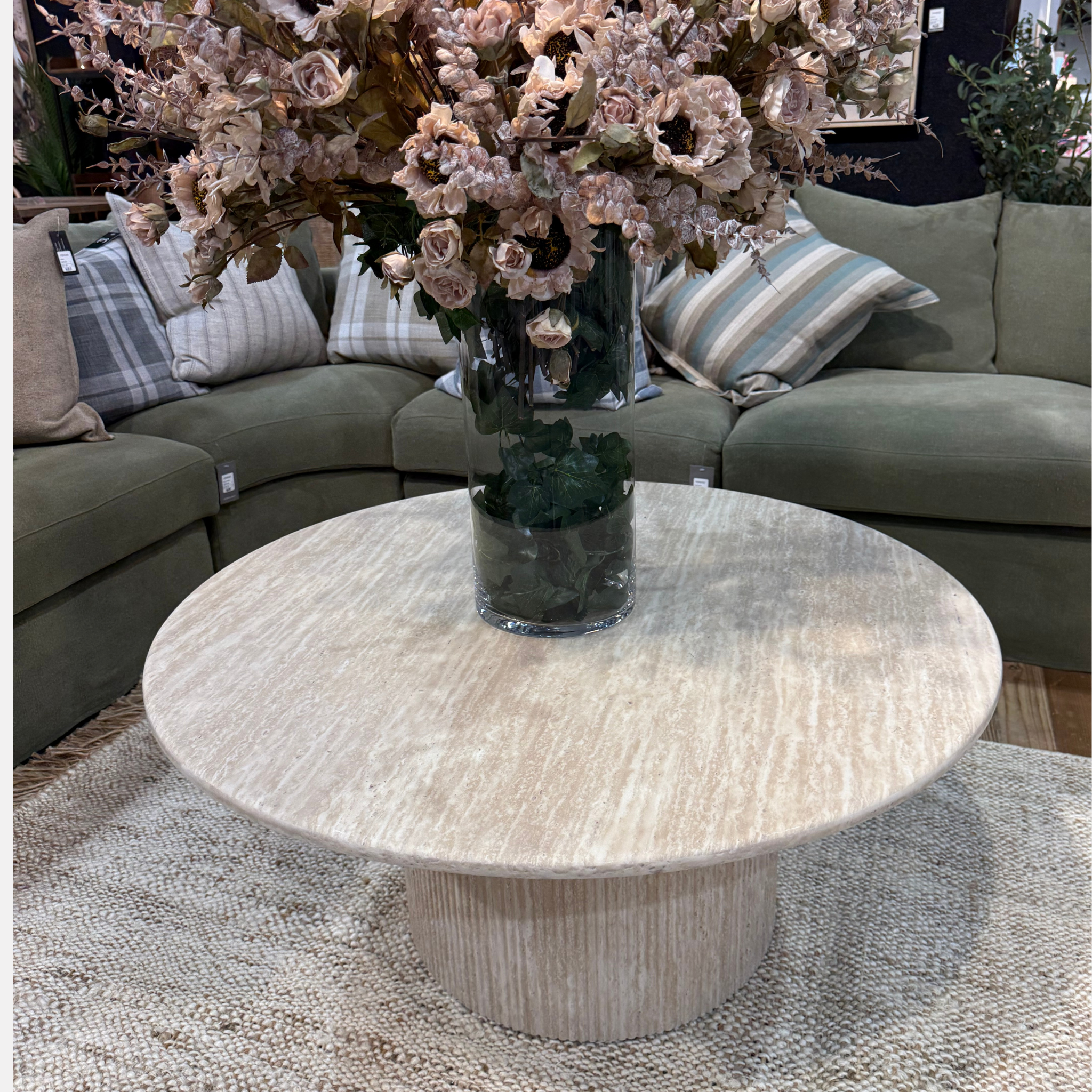 Round Travertine Coffee Table