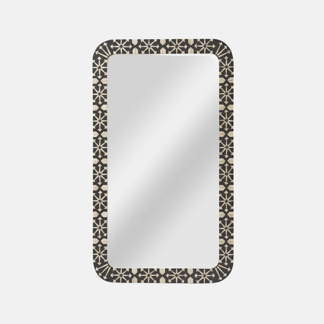 Adina Bone Inlay Mirror - Grey/White