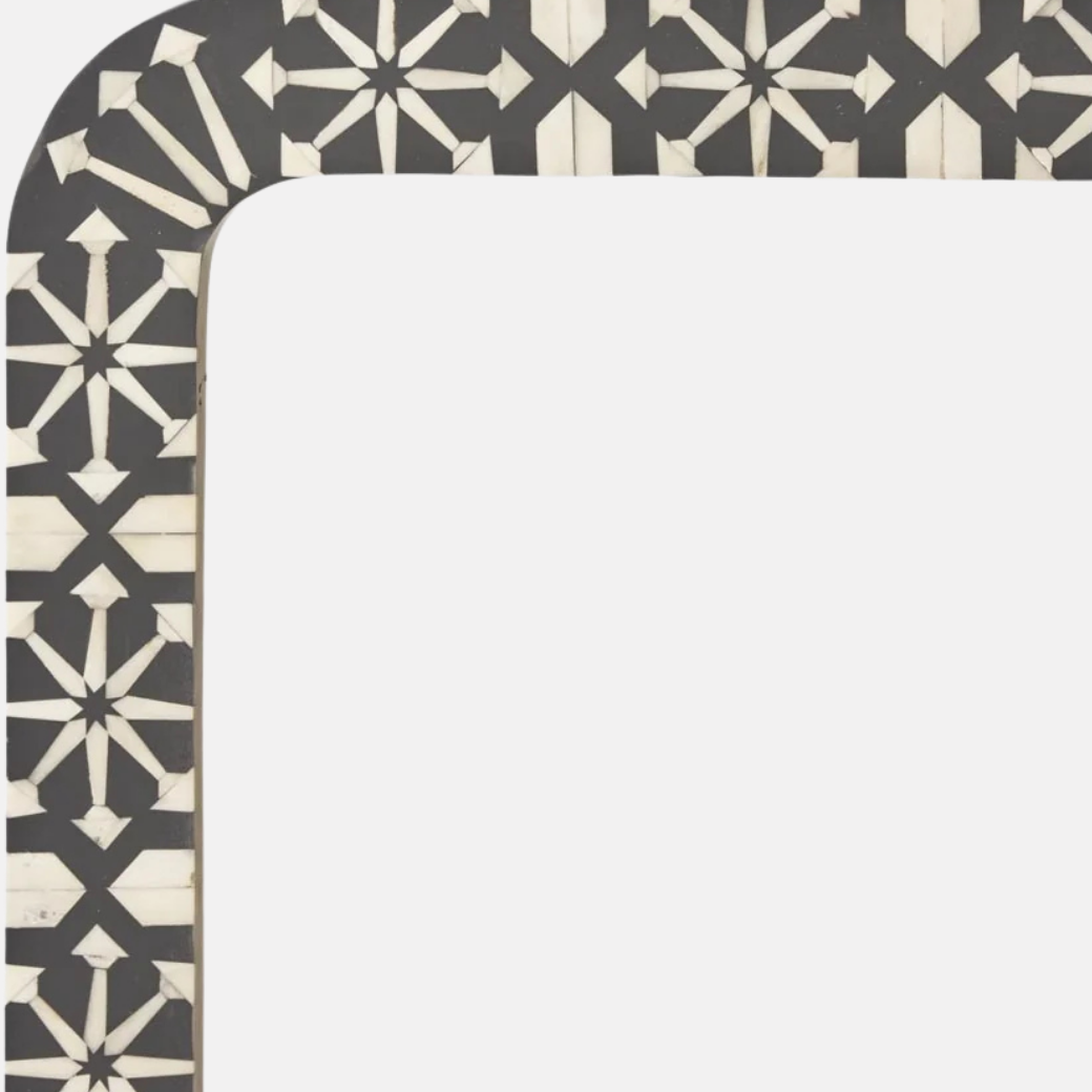 Adina Bone Inlay Mirror - Grey/White