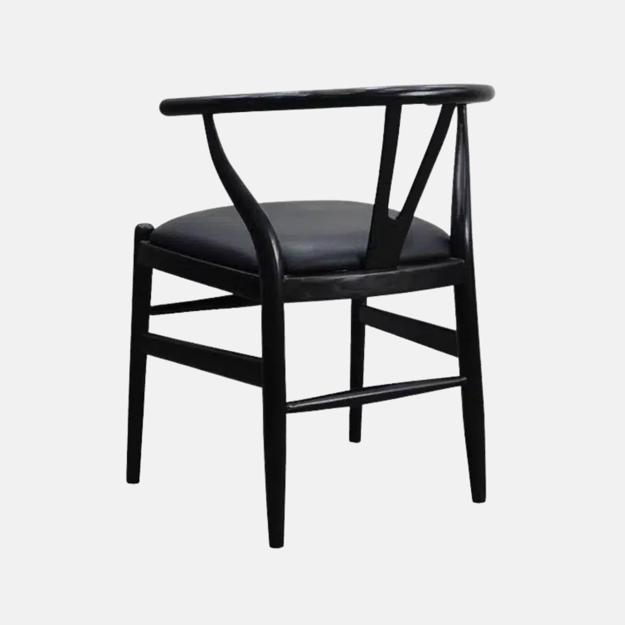 Wishbone Dining Chair Black Leather
