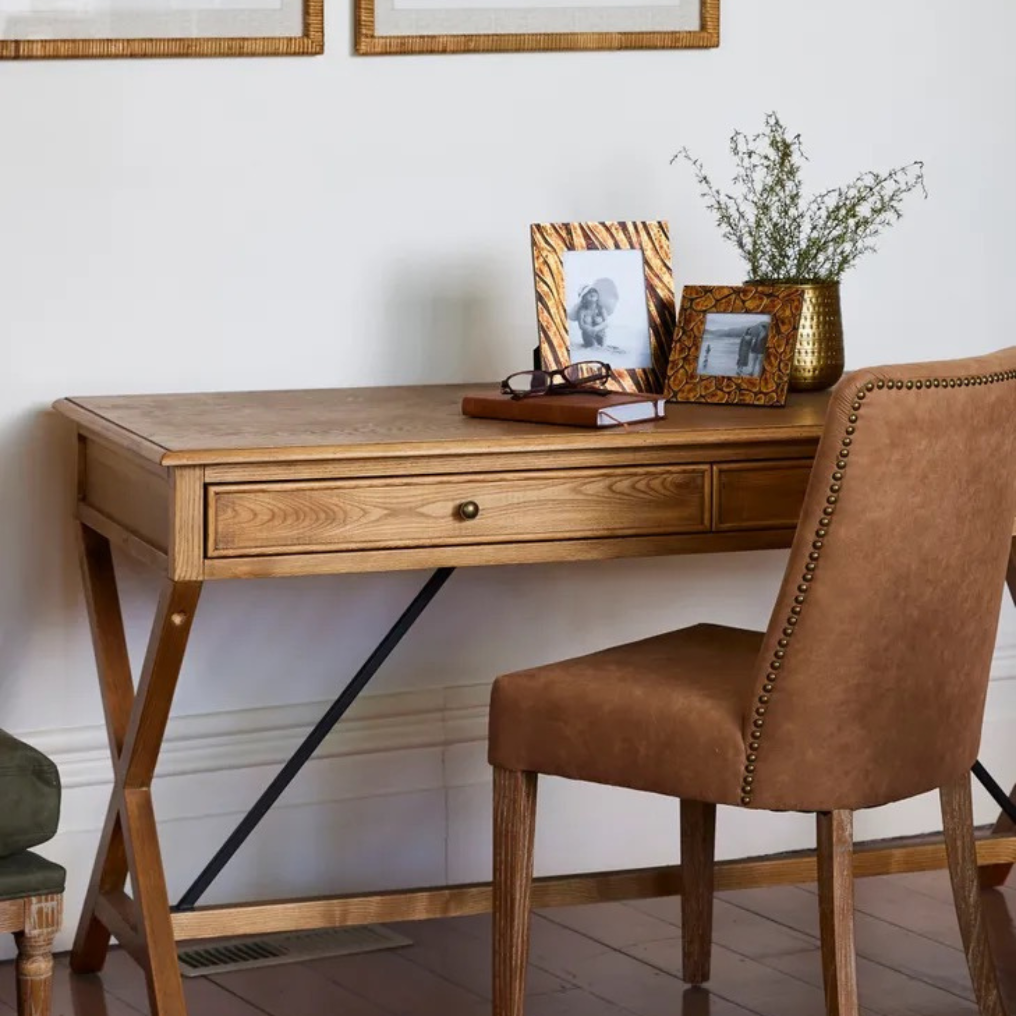 Cross Leg Oak Desk