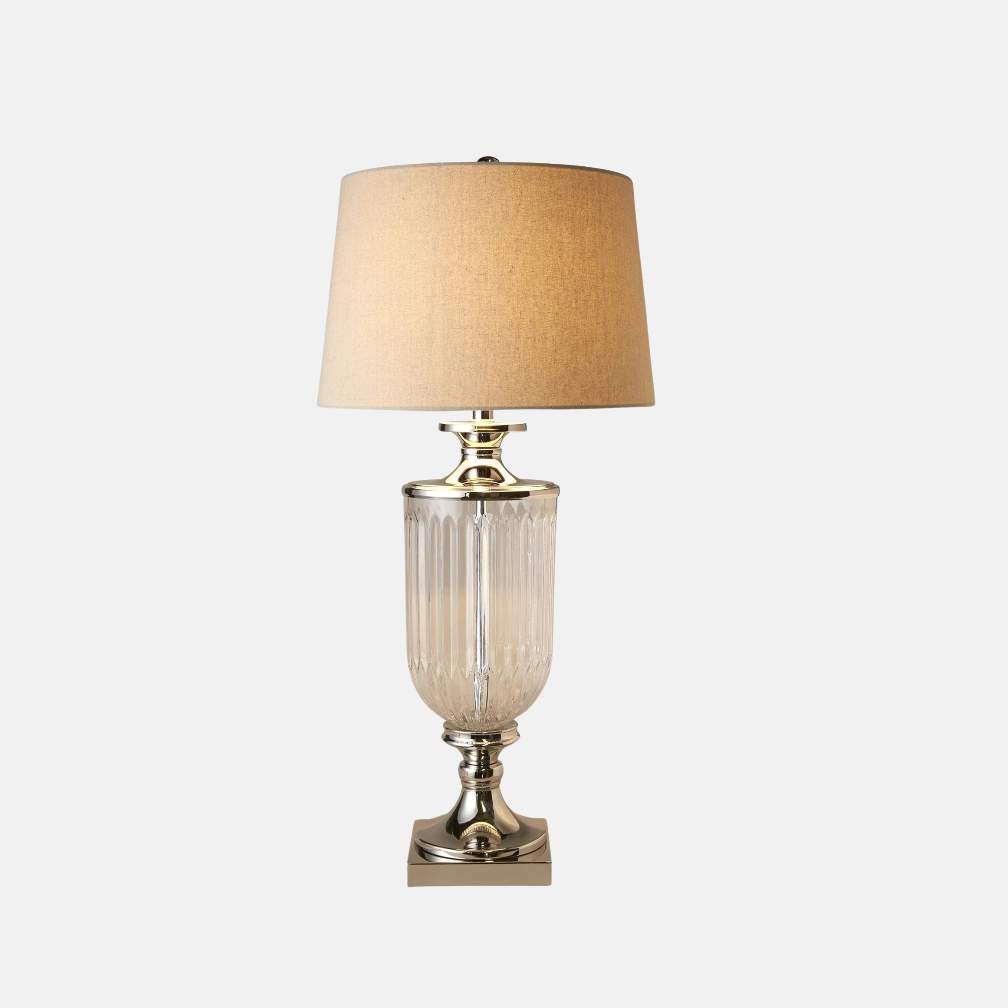 Ophelia Glass & Nickel Lamp - White Shade