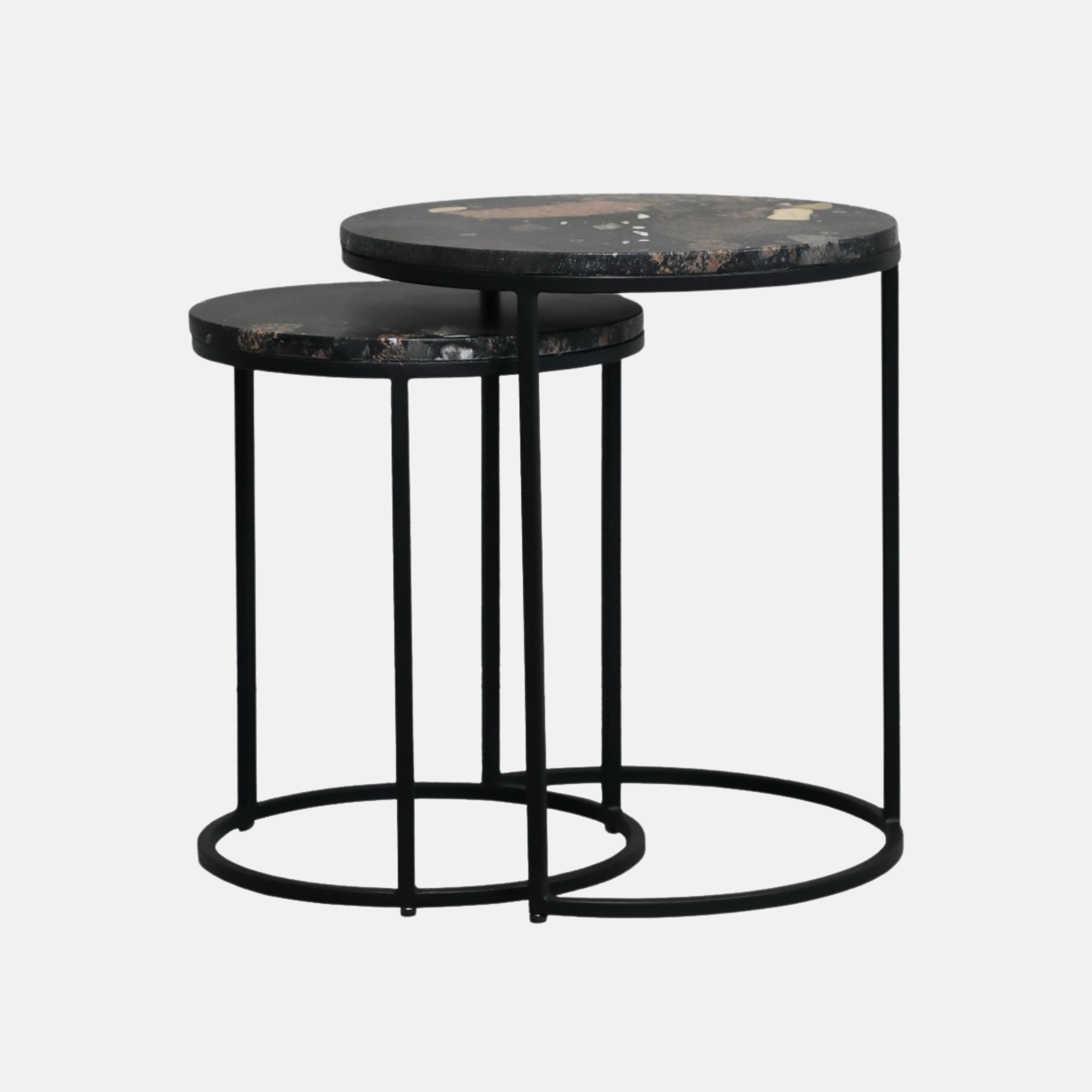 Monaco Marble Nest Side Tables - Pebble